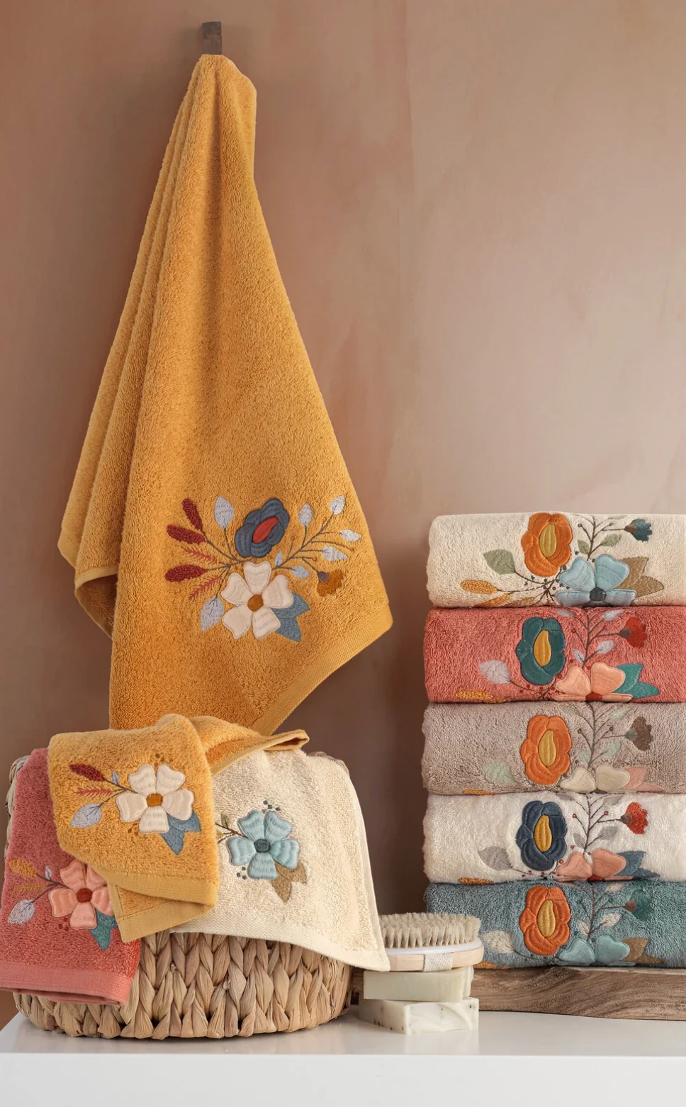 MARİBOR Eval - %70 Bambu / %30 Pamuk Nakışlı El Havlusu - 6'lı Set