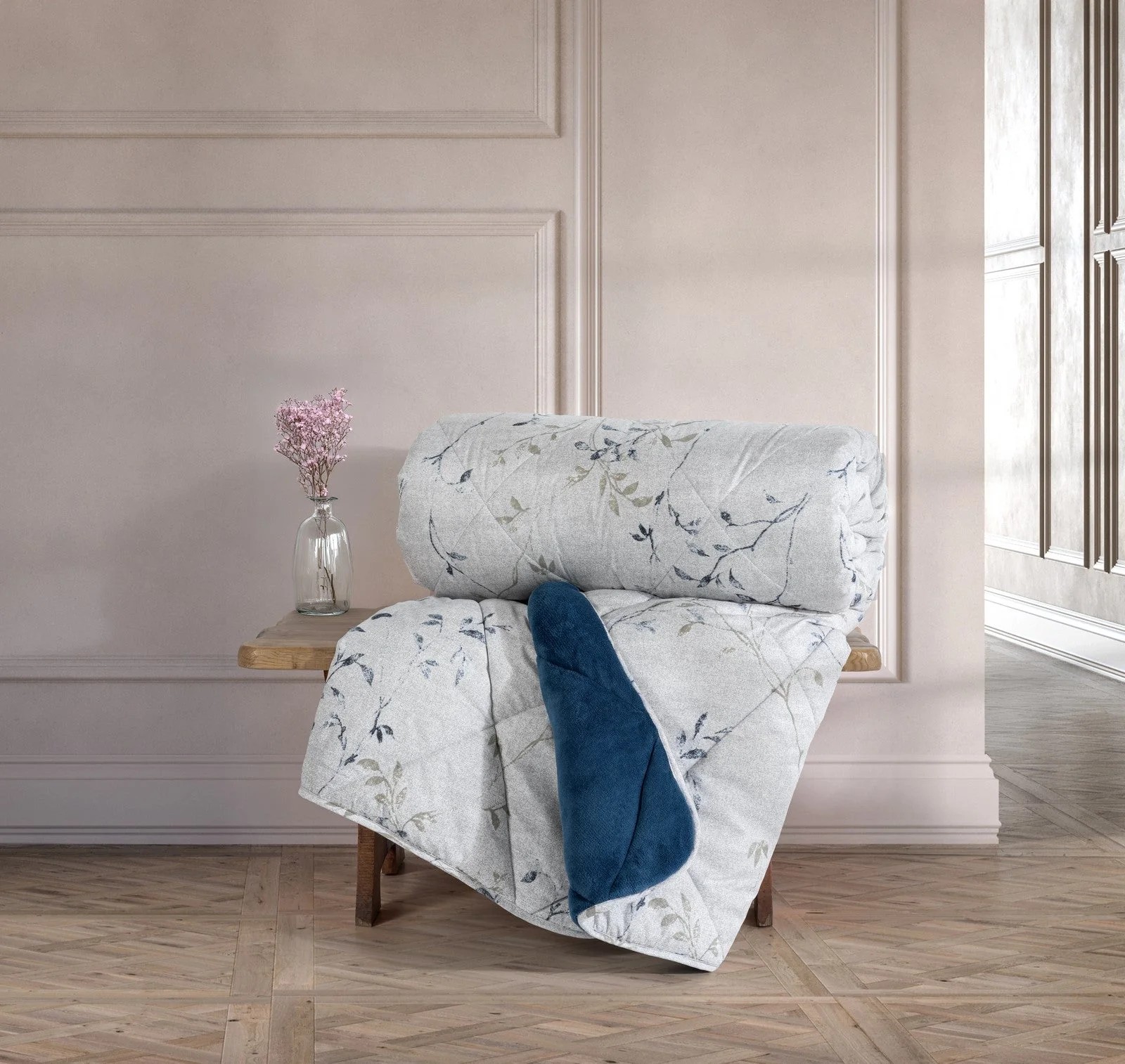 CottonBox Velvet Çift Kişilik Yorgan Nitsa Denim 195x215 cm main variant image