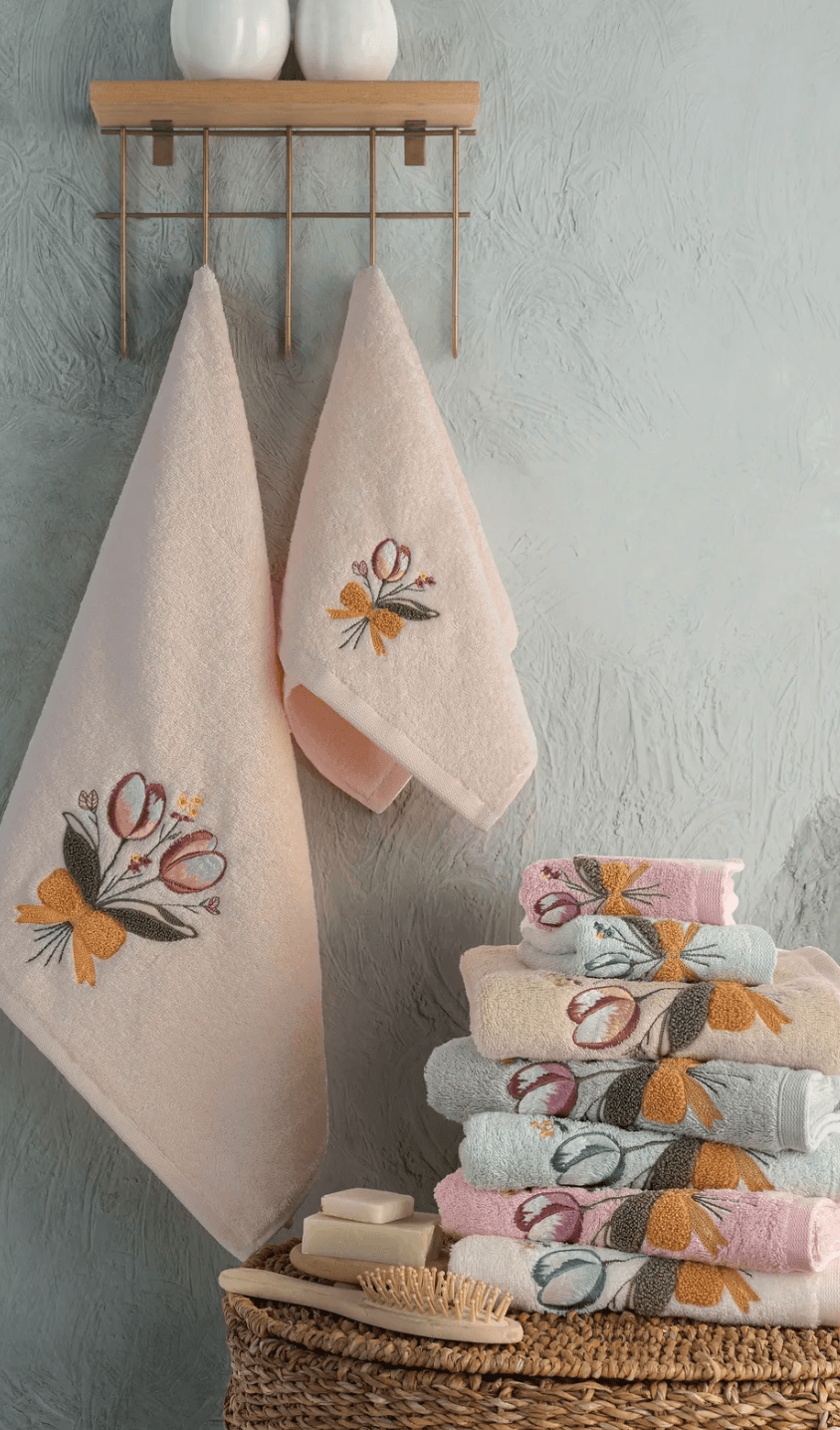 MARİBOR - Tulipa %70 Bambu / %30 Pamuk Nakışlı El Havlusu - 6'lı Set 50x90