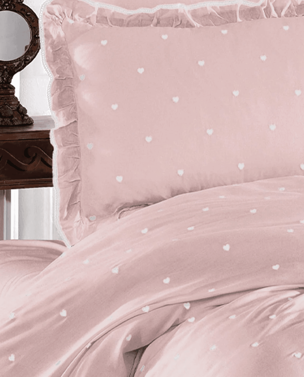 Nazik Home - Amore Pamuk Saten Çift Kişilik Kalpli Nevresim Takımı main variant image