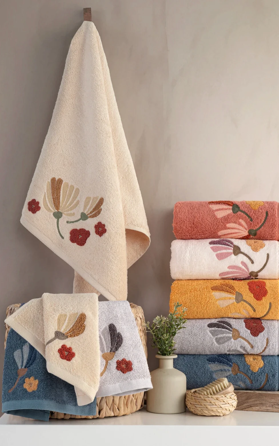 MARİBOR Rioko - %70 Bambu / %30 Pamuk Nakışlı El Havlusu - 6'lı Set 