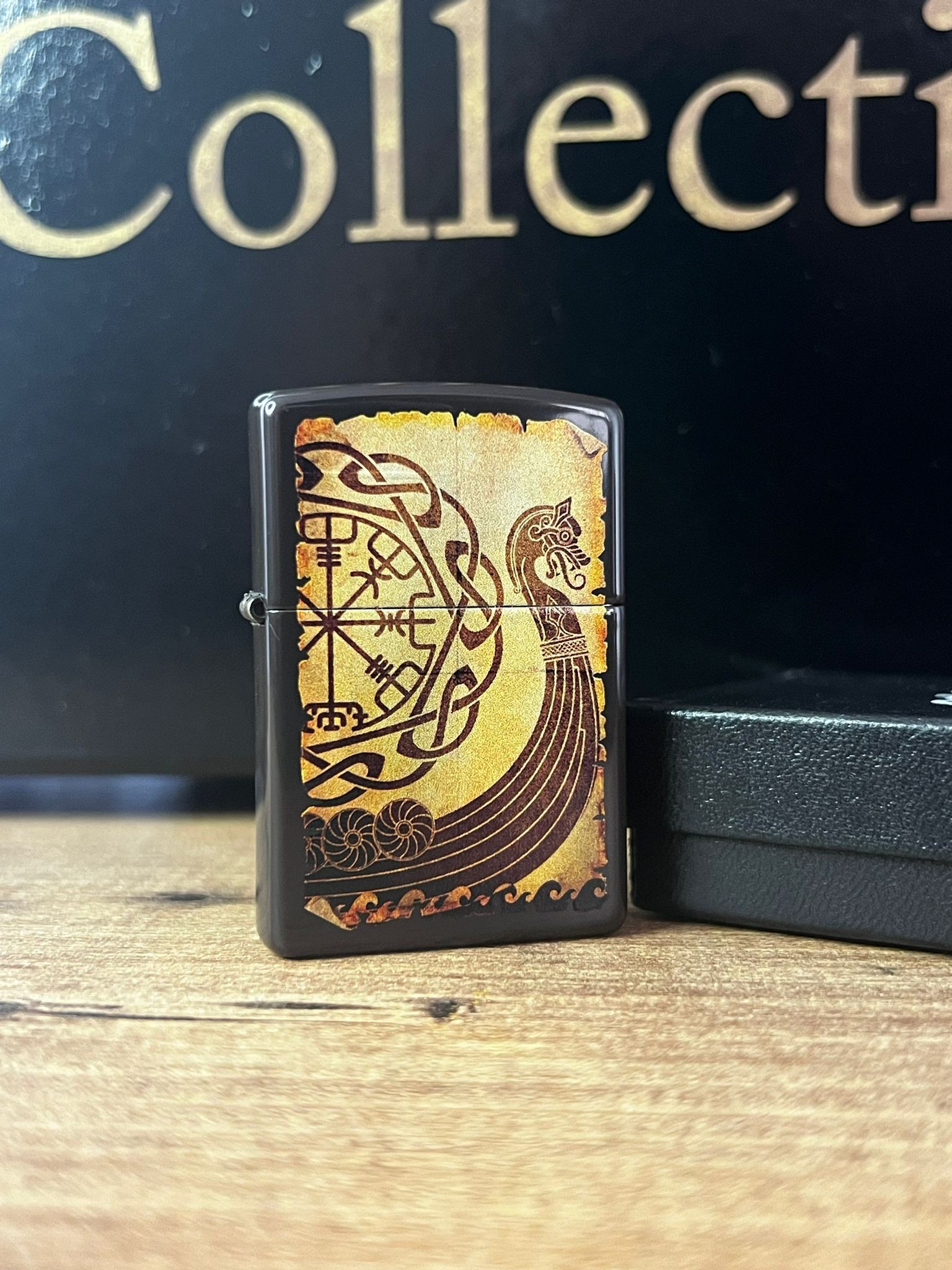 Viking Longship & Rün Tasarımlı Zippo Çakmak image