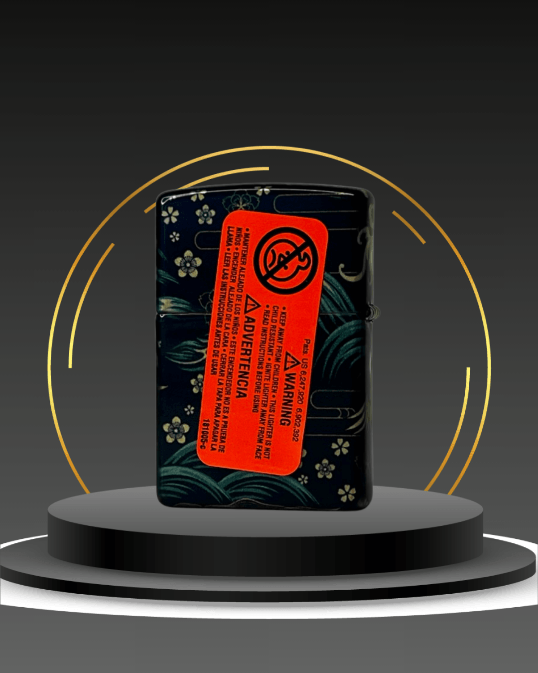 🪷 Japon Turna ve Dalga Desenli Zippo  Çakmak