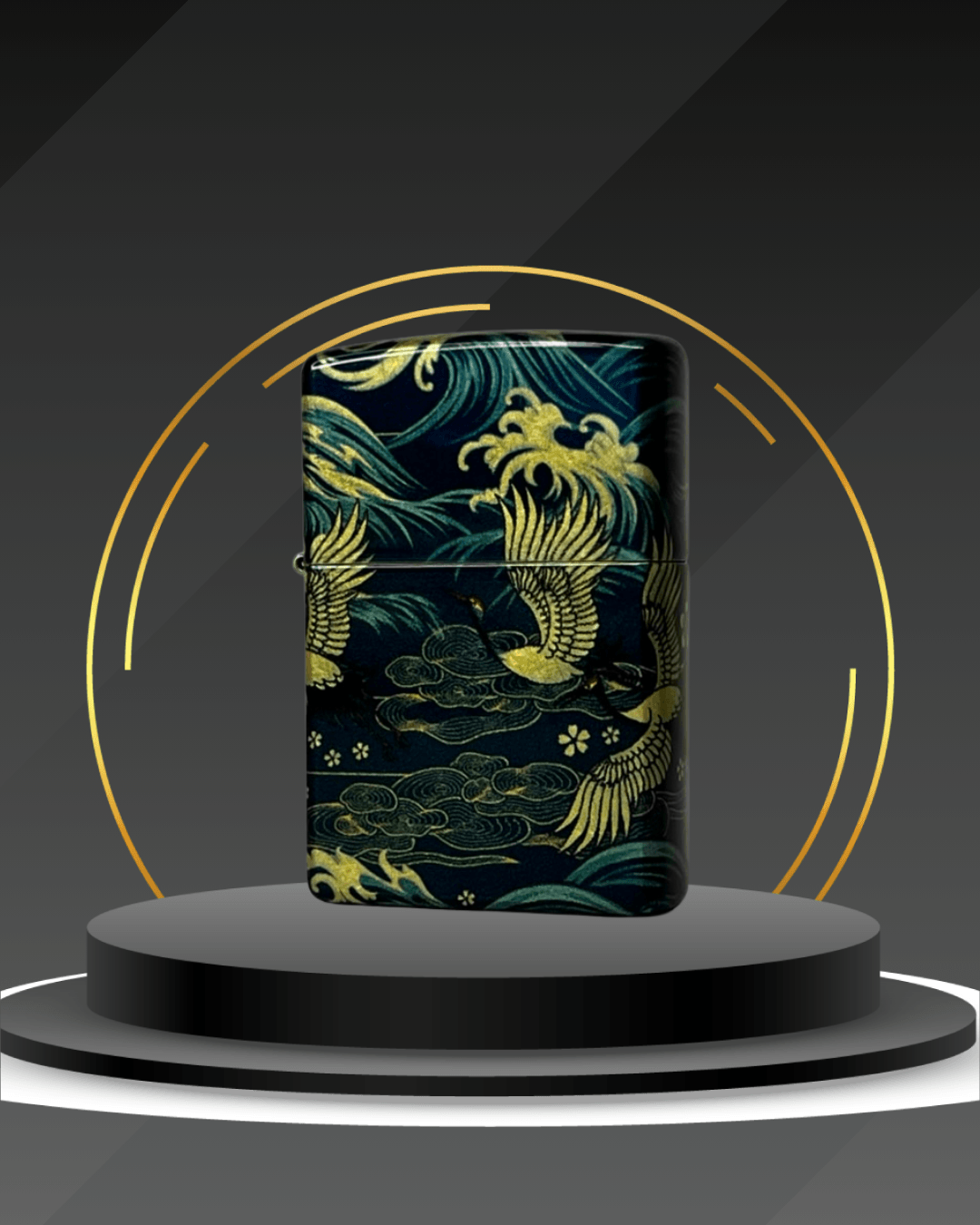 🪷 Japon Turna ve Dalga Desenli Zippo  Çakmak main variant image