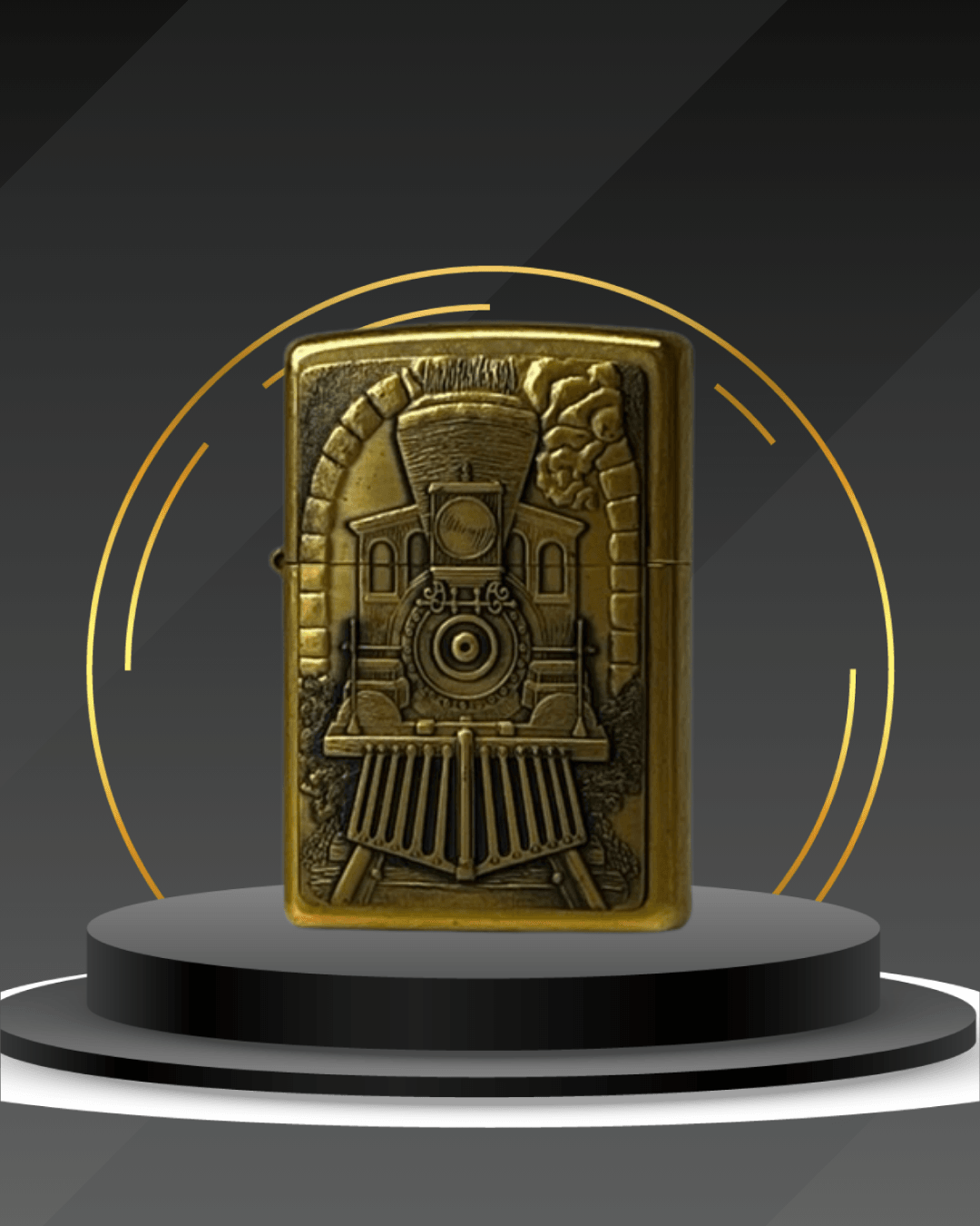 Train Tunnel 3D Kabartma Altın Zippo Çakmak main variant image