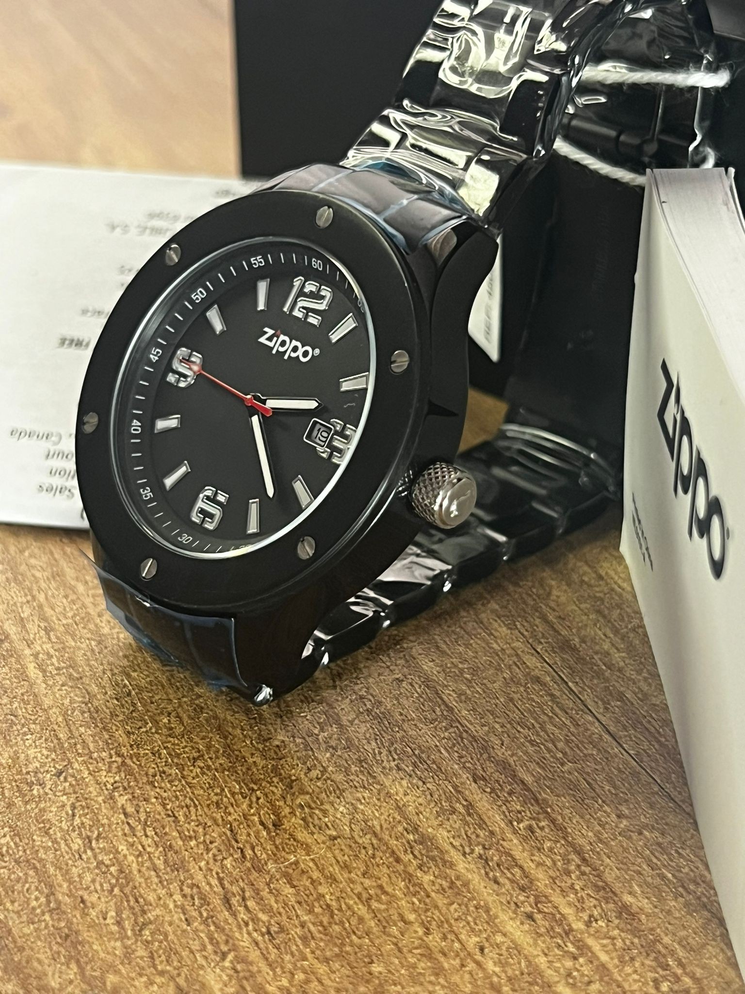 Zippo Watches – Siyah Çelik Kasada Karanlık Işık Zippo Saat