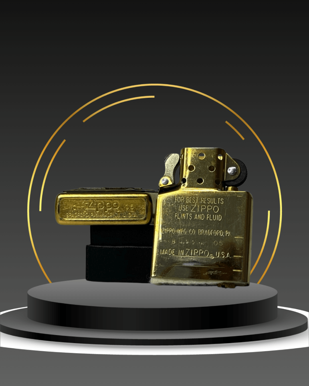 Train Tunnel 3D Kabartma Altın Zippo Çakmak