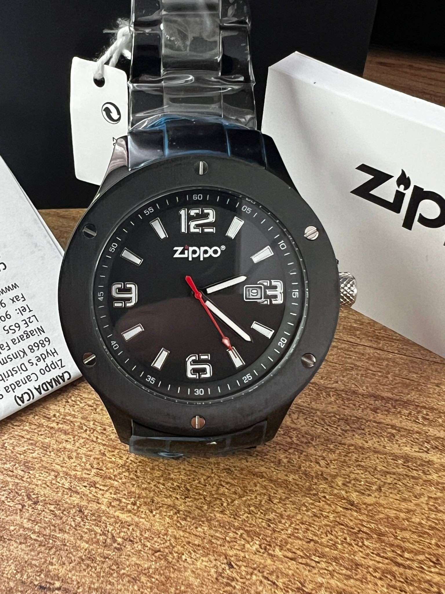 Zippo Watches – Siyah Çelik Kasada Karanlık Işık Zippo Saat
