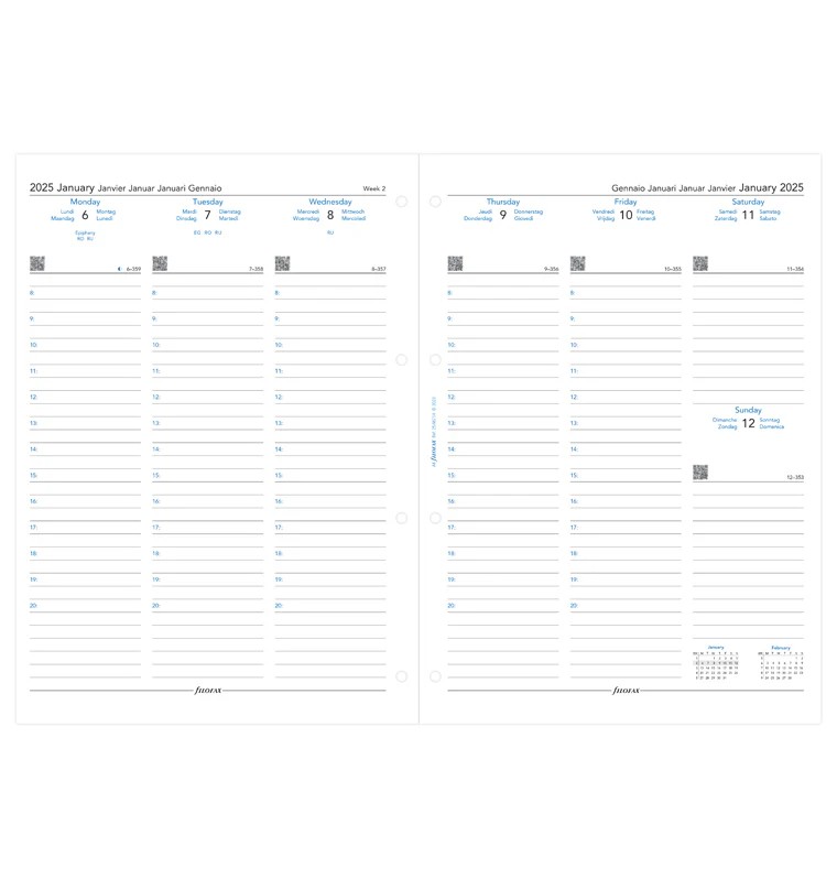 Filofax A4 Boy Her Gün 1 Sayfada - 2025 (One Day On A Page)