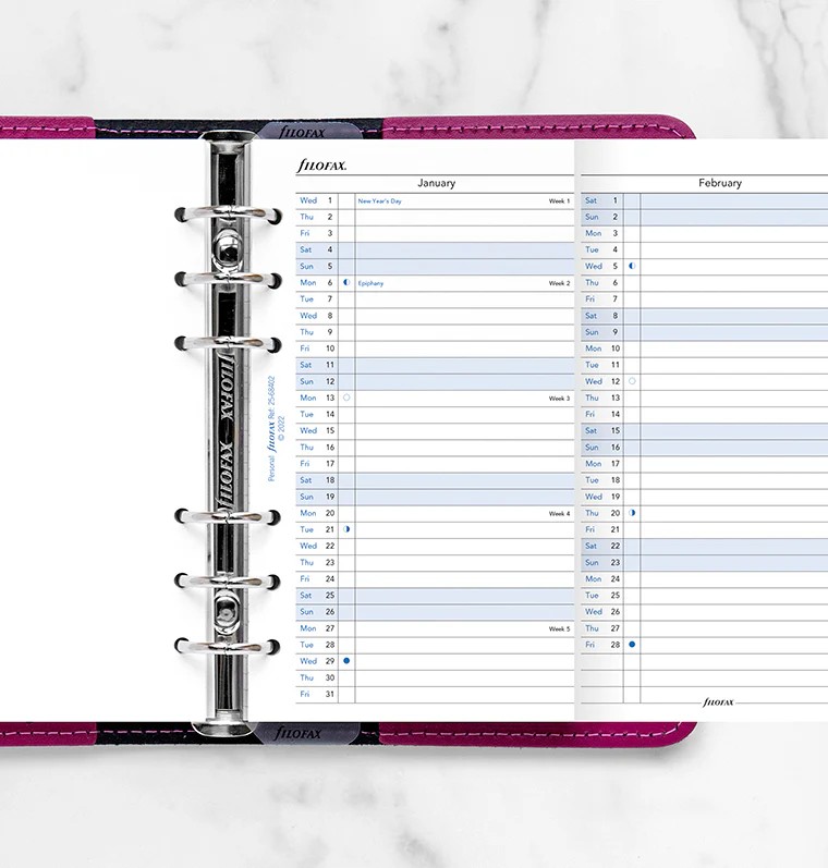 Filofax Personal Boy Yıllık Planlayıcı Dikey İngilizce - 2025 (Vertical Year Planner)