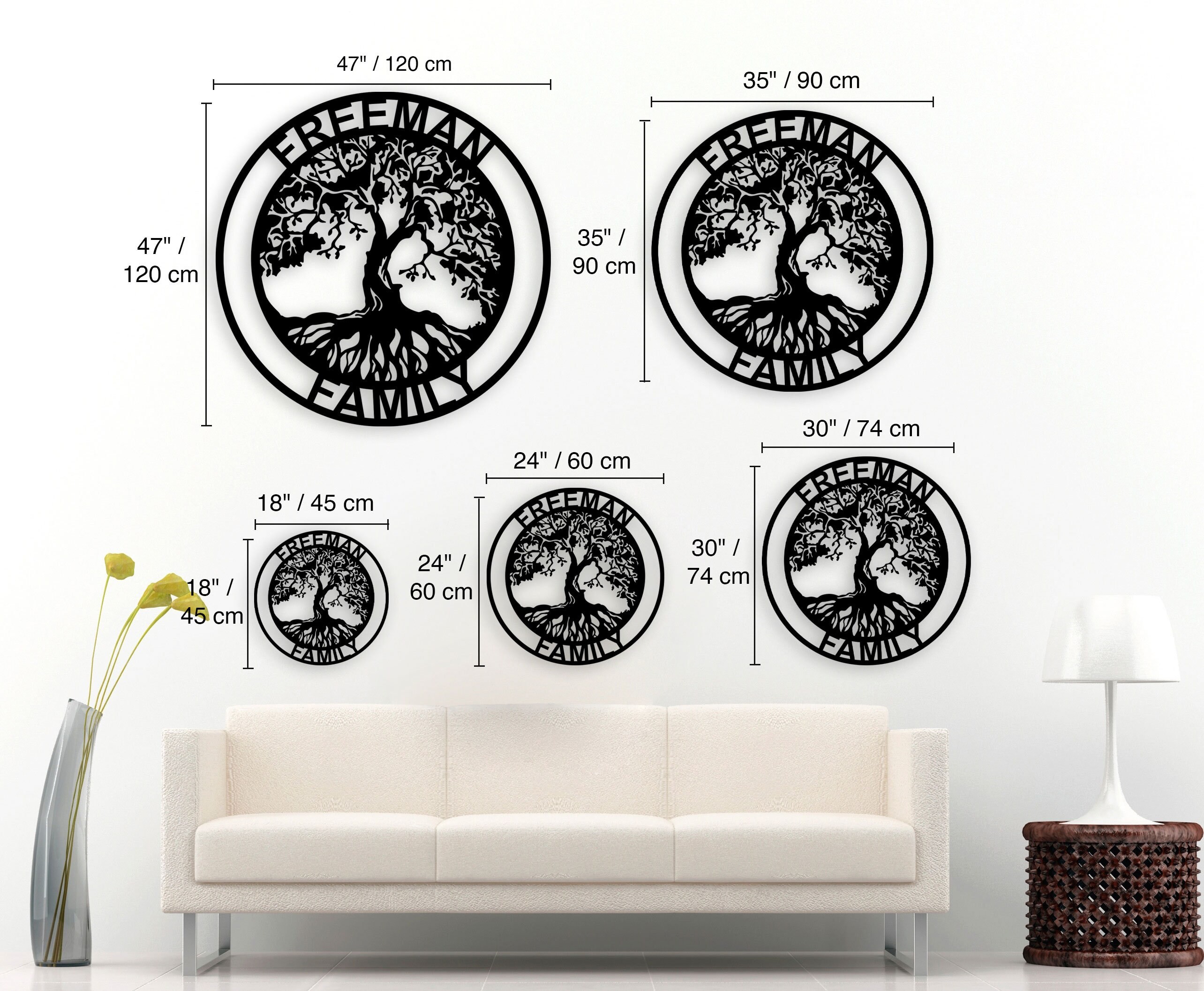 Kişiselleştirilebilir Aile Ağacı (Personalized Family Tree) Metal Duvar Tablosu