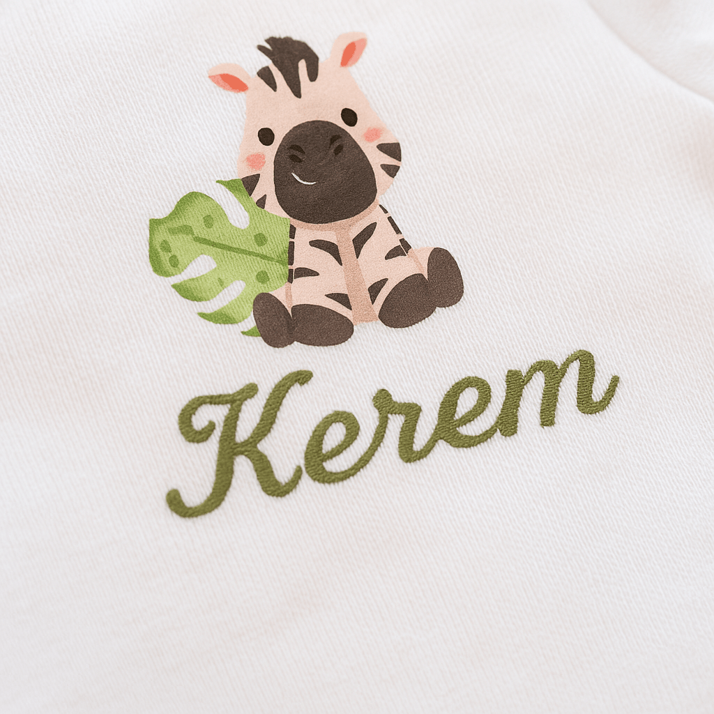 İsme Özel Nakışlı 4lü Zıbın Body Set - Mini Zoo