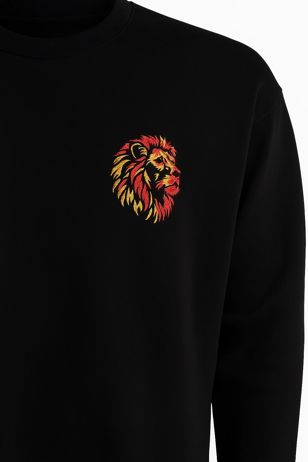 Lion on Fire - Aslan Nakışlı Siyah Sweatshirt 