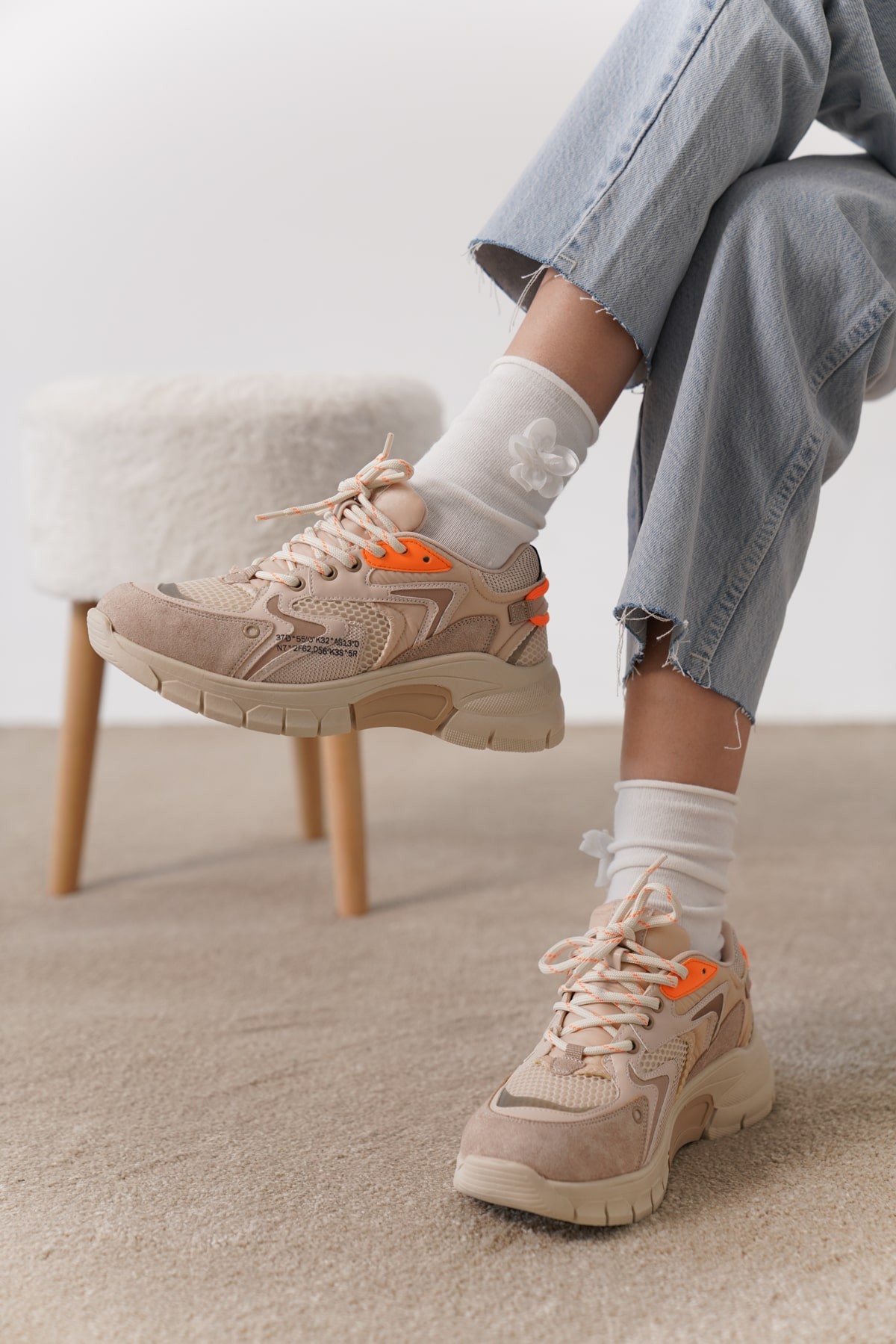LAKO Fileli Kalın Taban Kadın Spor Sneaker