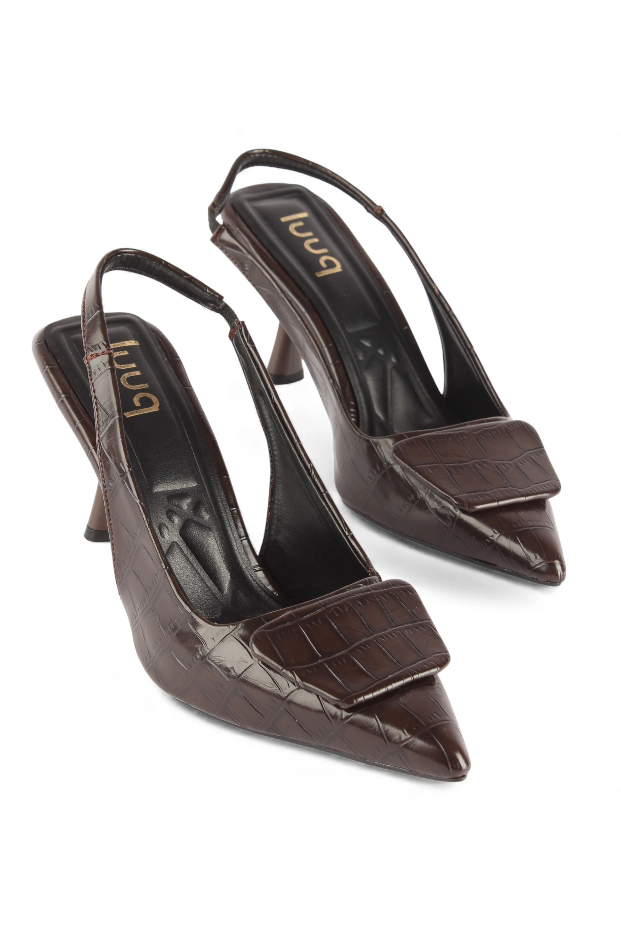 CHERRY  Lastik Detaylı Kadın Topuklu Ayakkabı - kahve  cherry