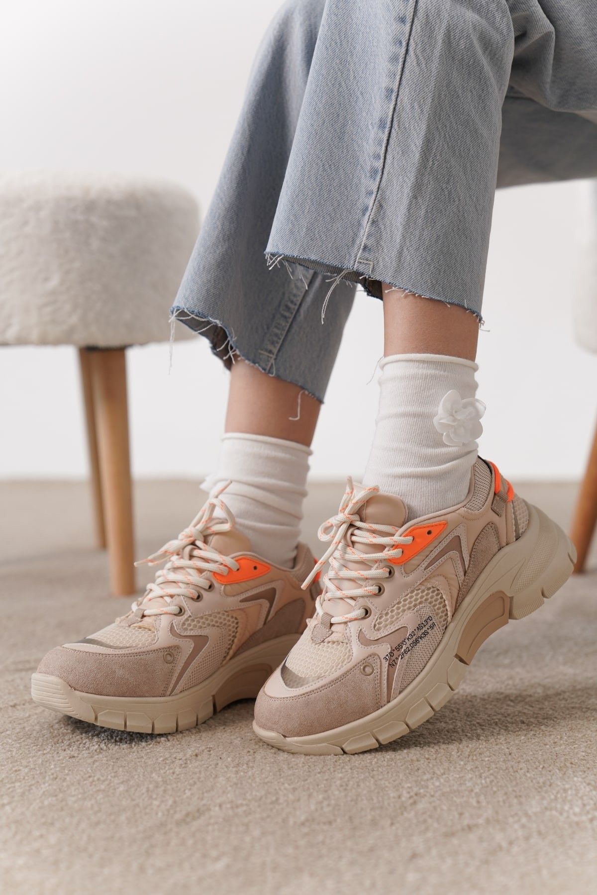 LAKO Fileli Kalın Taban Kadın Spor Sneaker