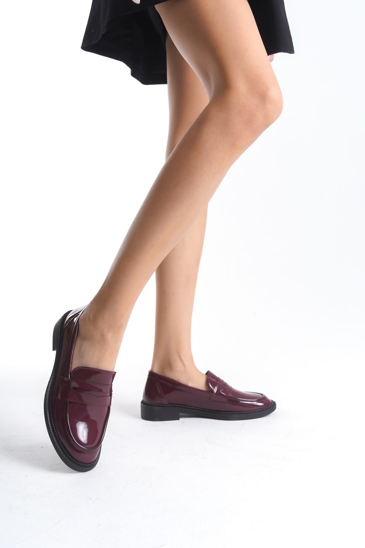 Bordo Şık Tasarım Loafer Ayakkabı