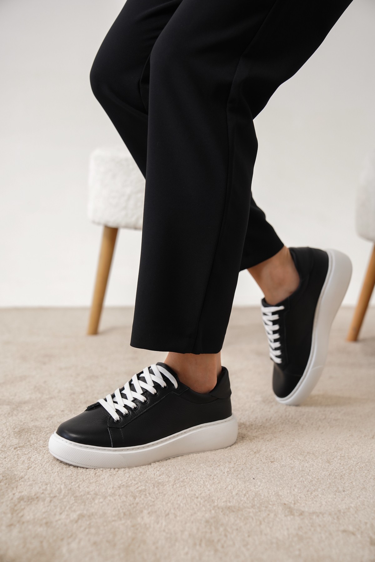 JANNE Hakiki Deri Kalın Taban Kadın Sneaker