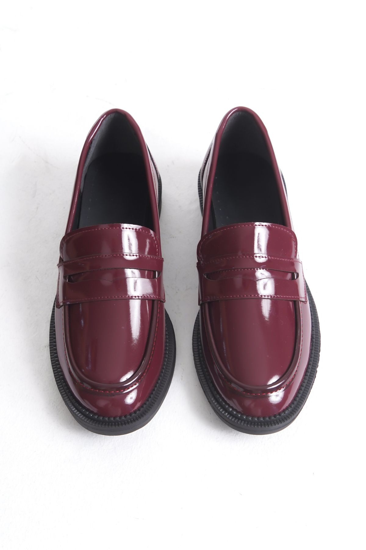 Bordo Şık Tasarım Loafer Ayakkabı