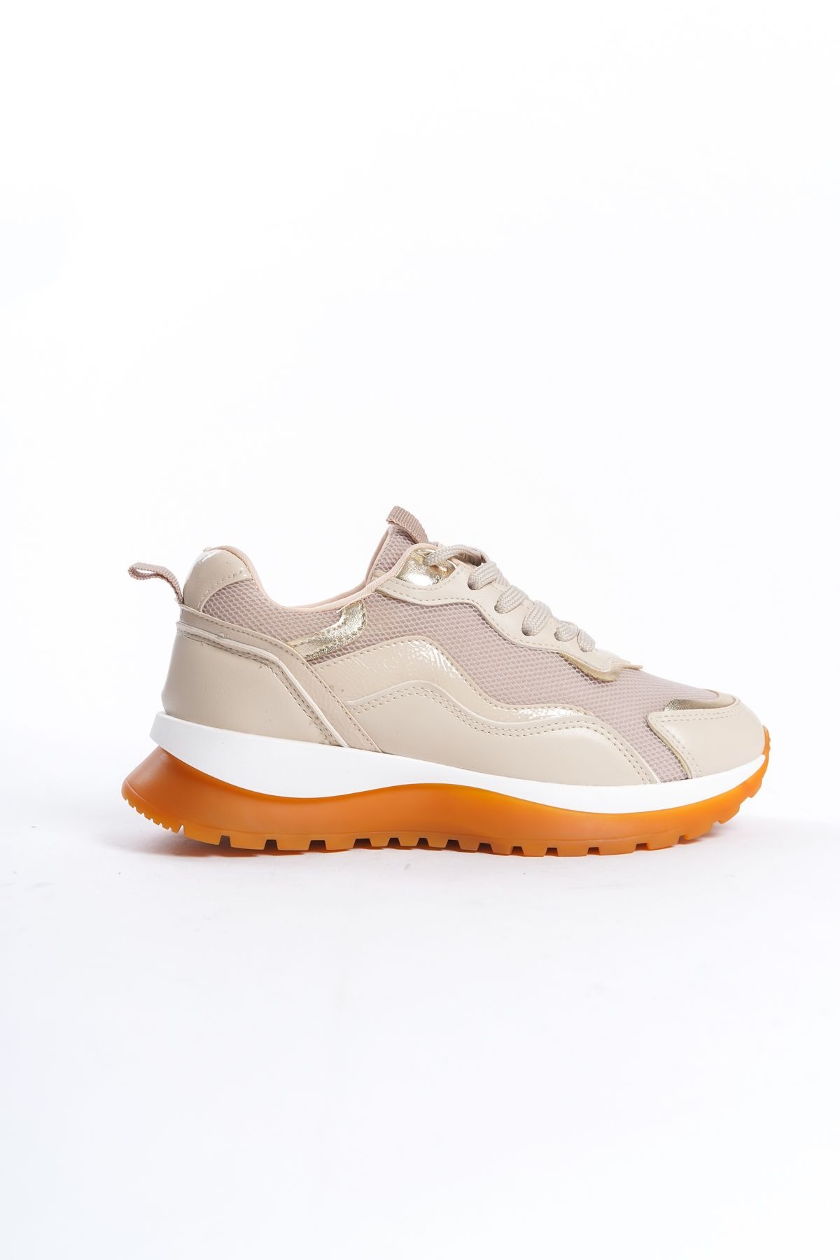 FARİS BEJ GOLD DETAYLI YÜKSEK TABAN SNEAKER