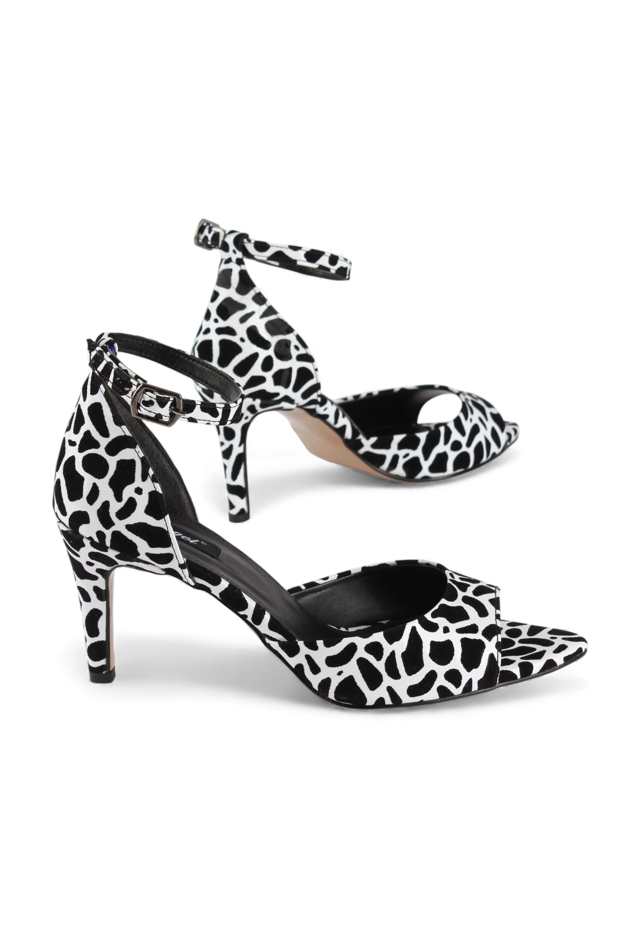 MELOSSA Siyah Beyaz Desenli Kadın Topuklu Ayakkabı
