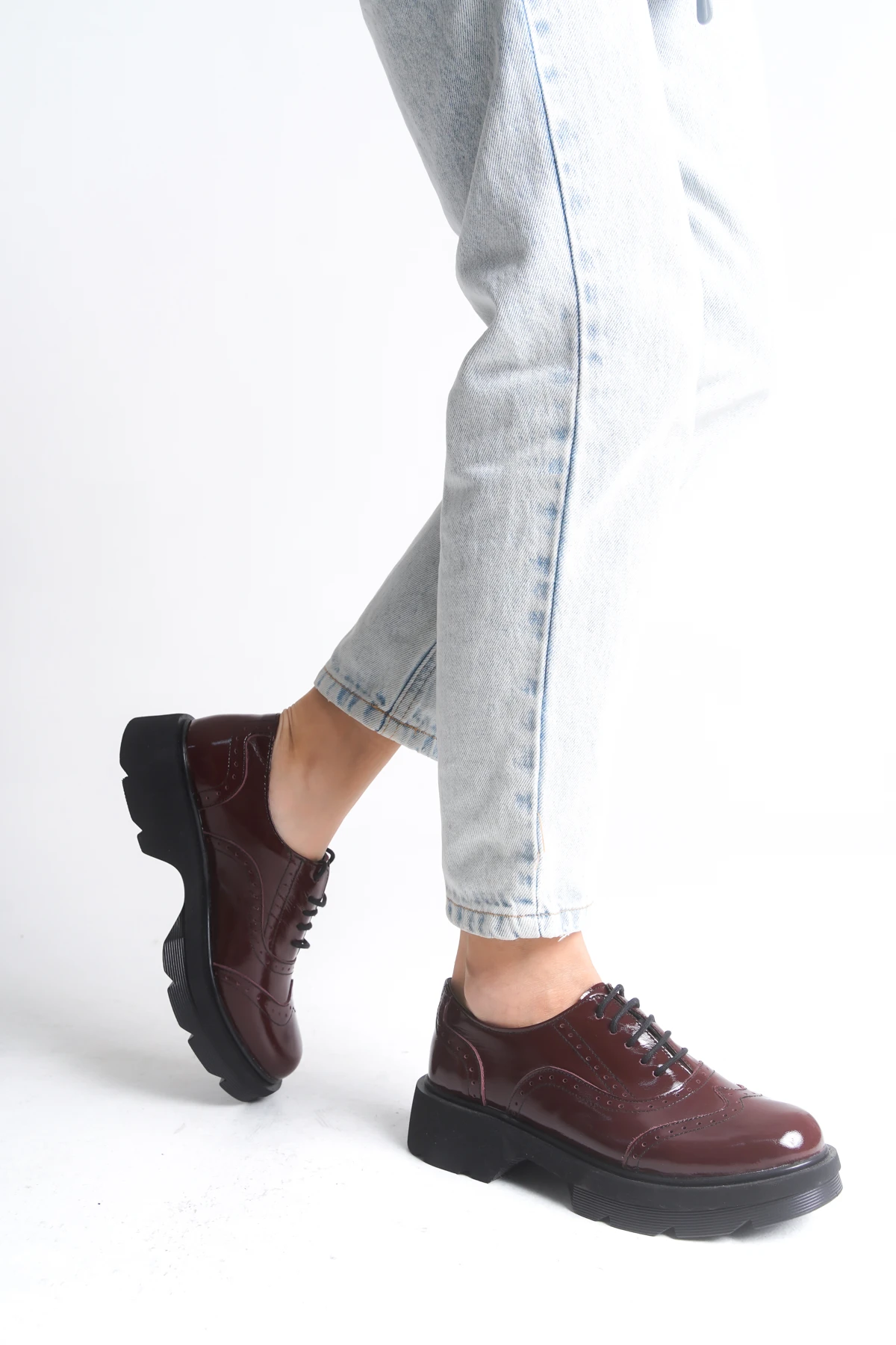 OESTE Hakiki Deri Kalın tabanlı rugan oxford ayakkabı