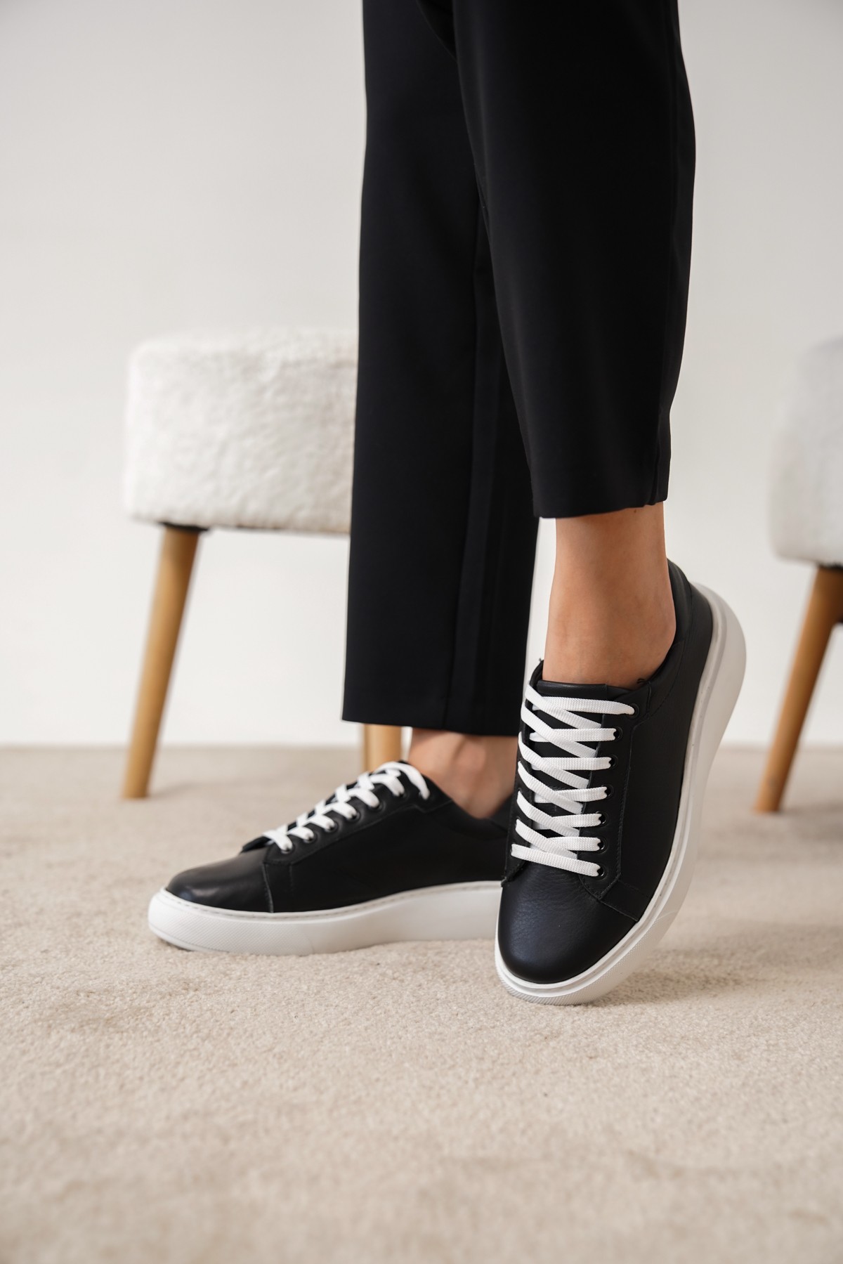 JANNE Hakiki Deri Kalın Taban Kadın Sneaker