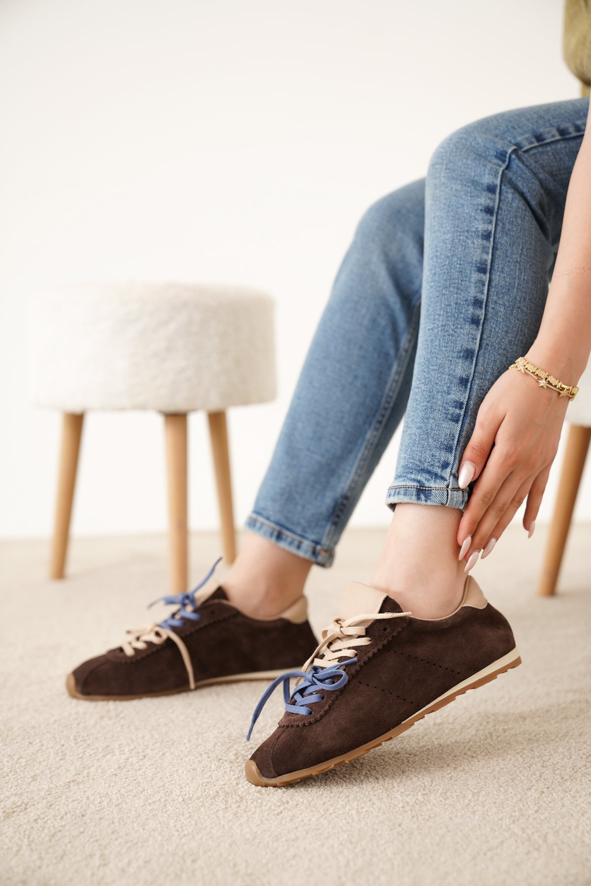 LUXE Hakiki Deri Kadın Spor Ayakkabı - luxe kahve