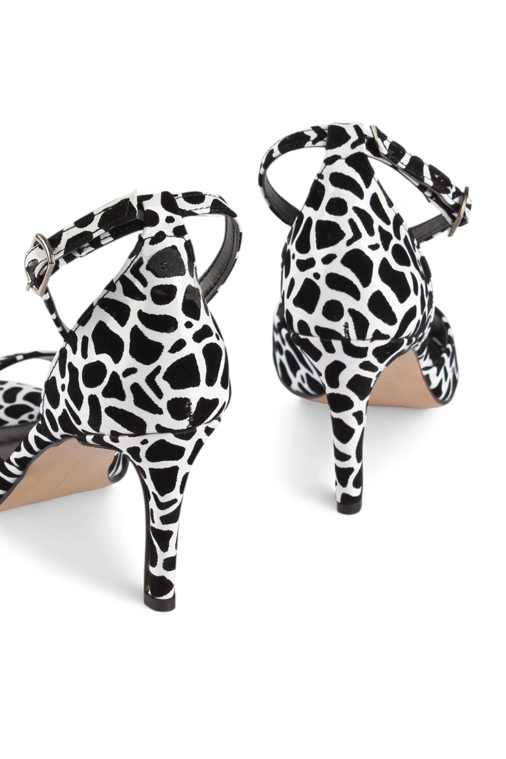 MELOSSA Siyah Beyaz Desenli Kadın Topuklu Ayakkabı