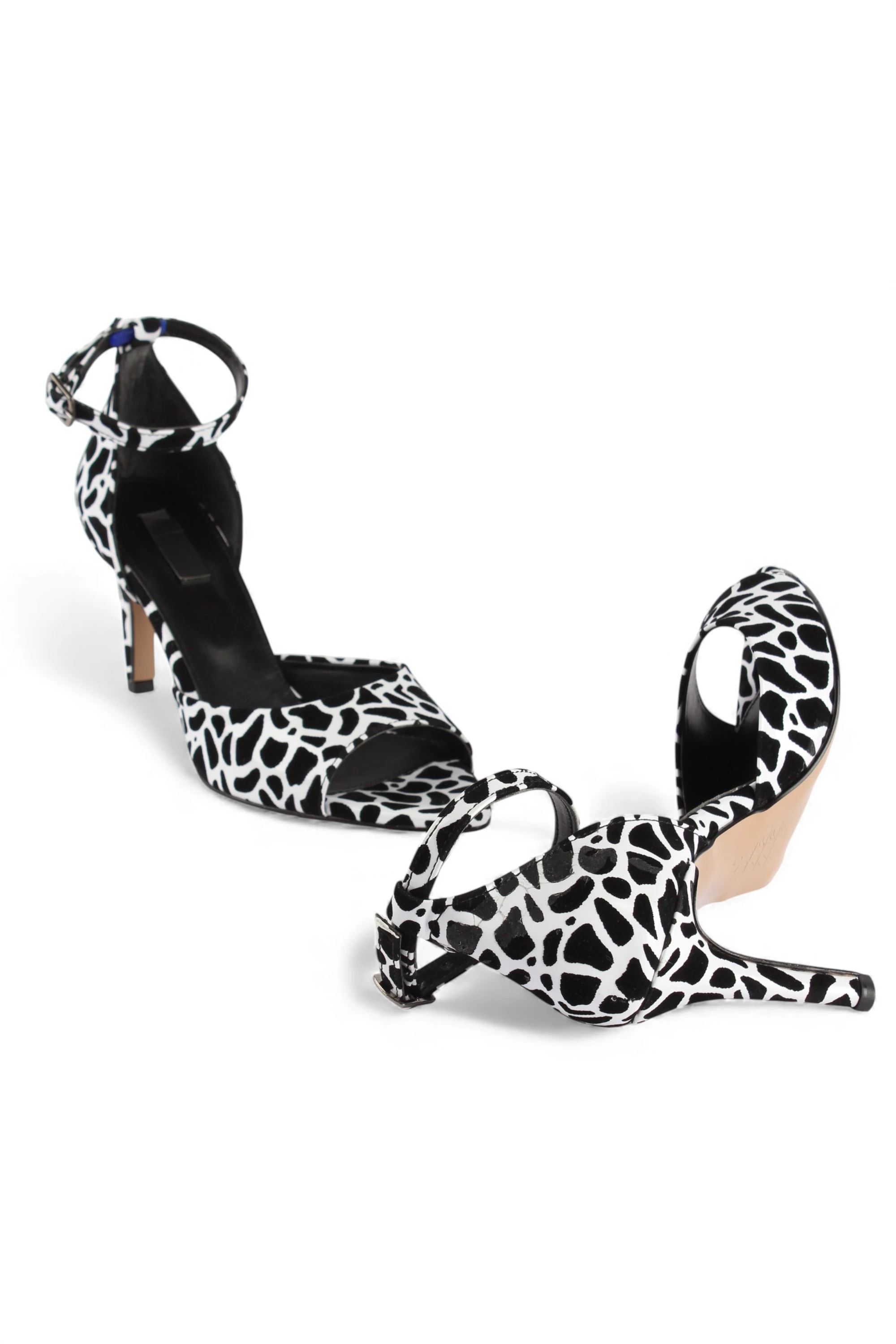 MELOSSA Siyah Beyaz Desenli Kadın Topuklu Ayakkabı