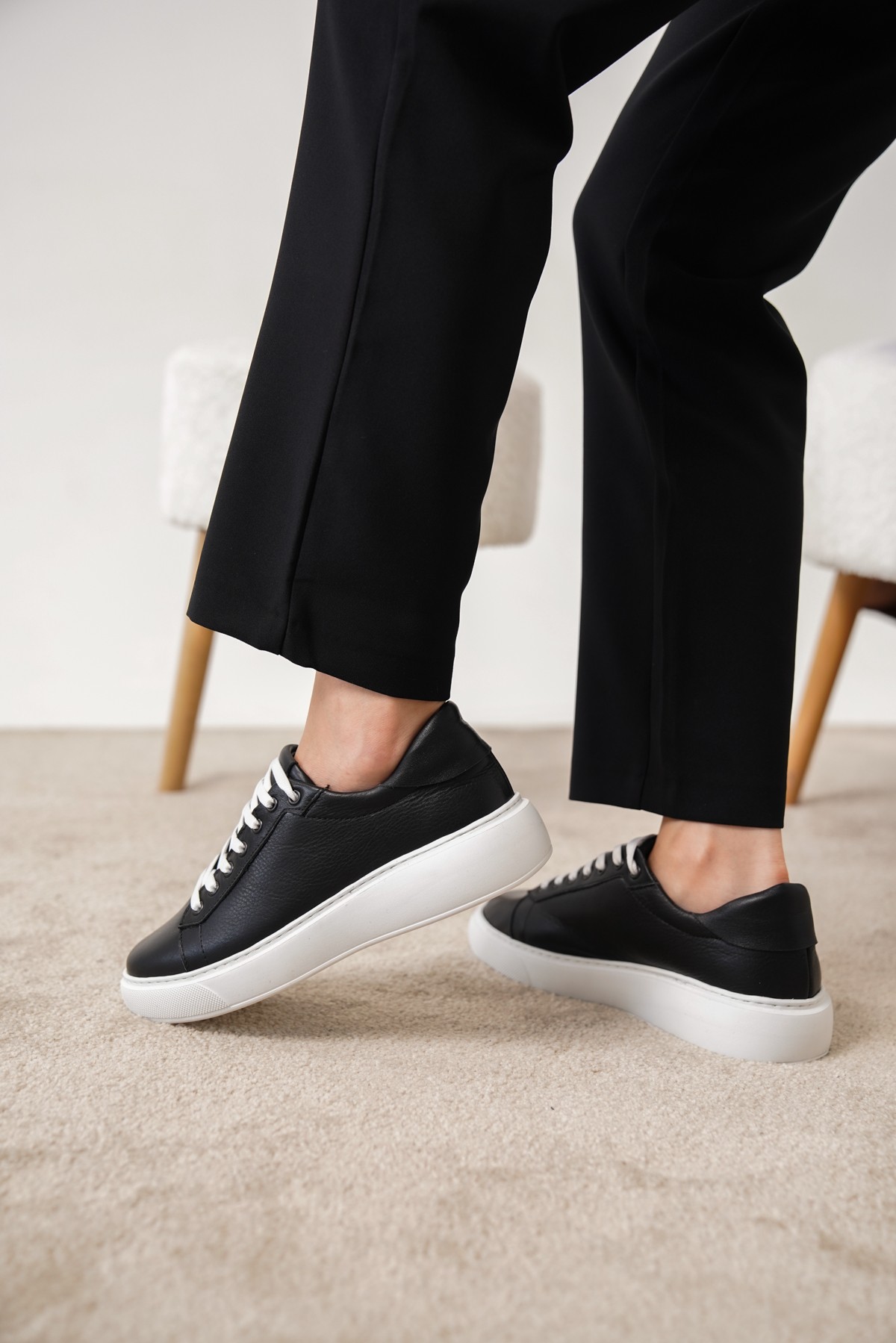 JANNE Hakiki Deri Kalın Taban Kadın Sneaker