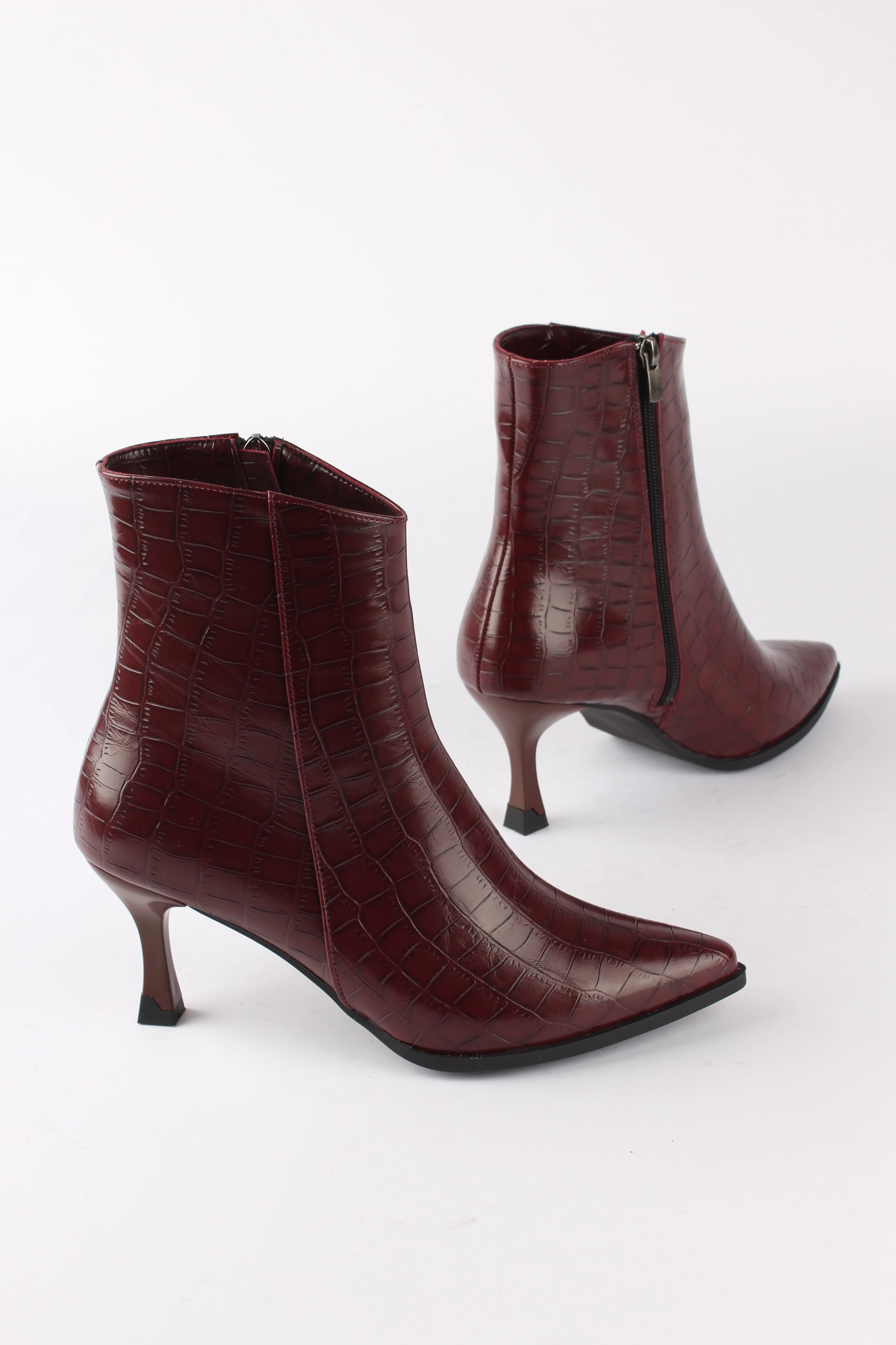 JAMALY Kroko Desenli Kadın Topuklu Bot