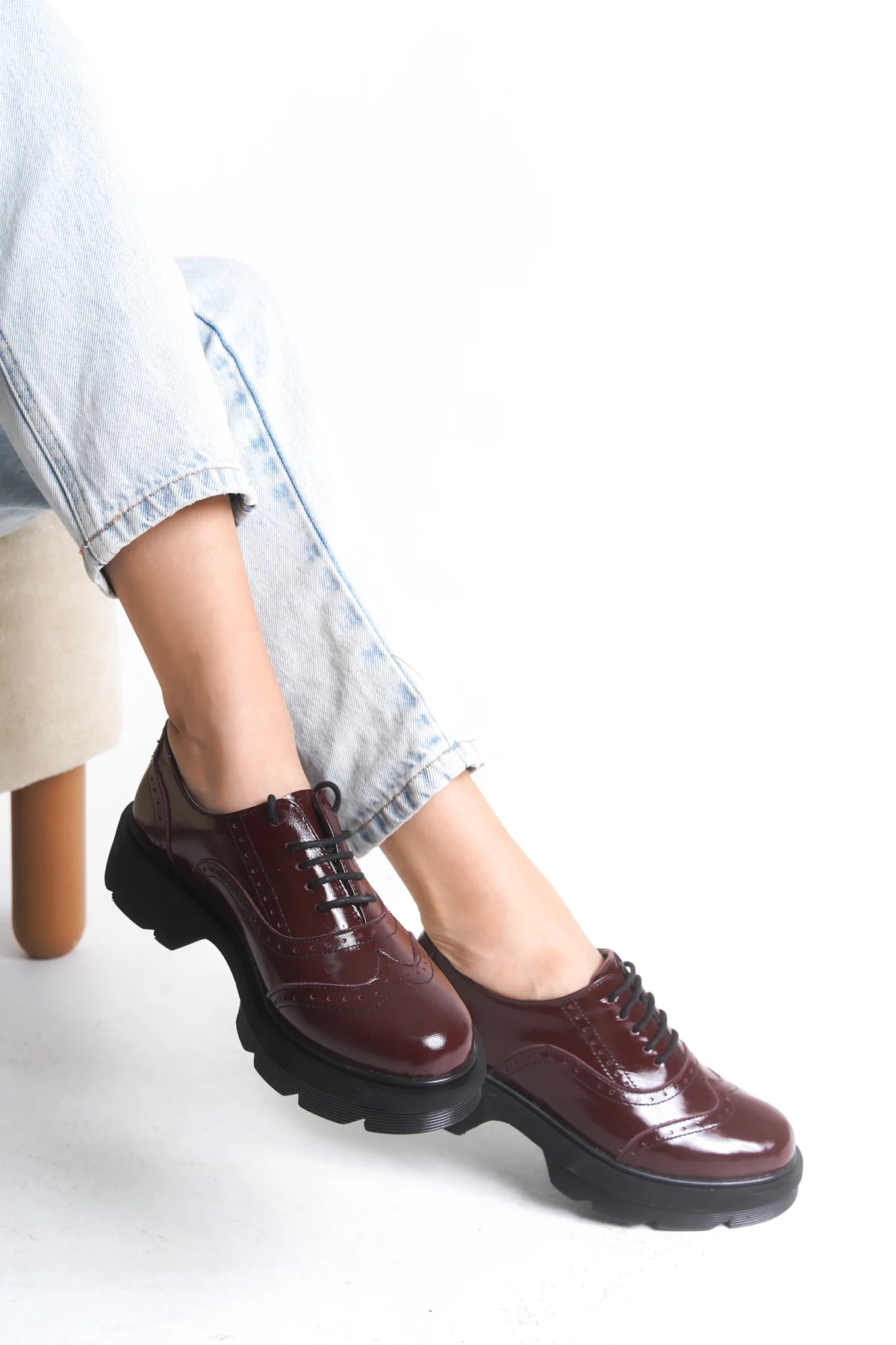 OESTE Hakiki Deri Kalın tabanlı rugan oxford ayakkabı