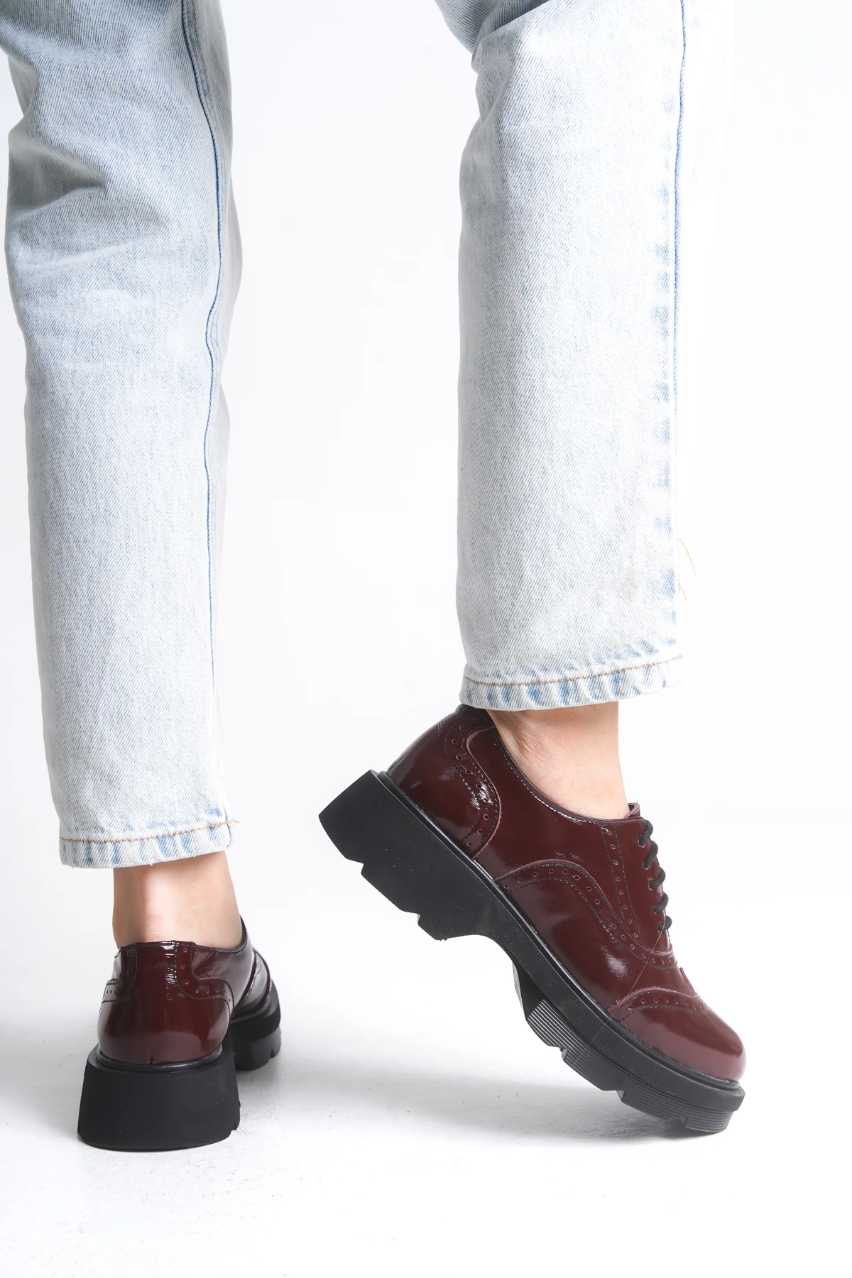 OESTE Hakiki Deri Kalın tabanlı rugan oxford ayakkabı