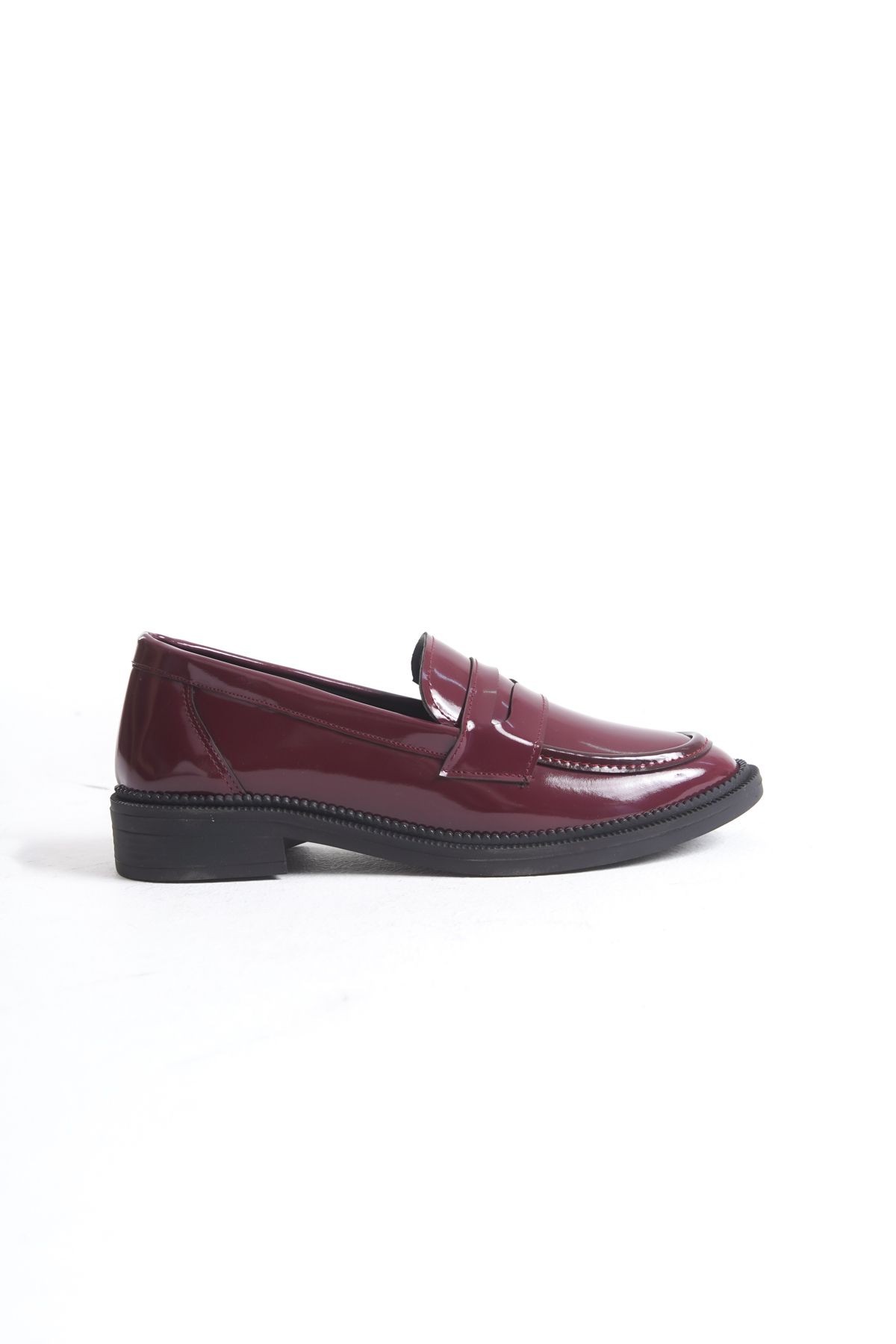 Bordo Şık Tasarım Loafer Ayakkabı