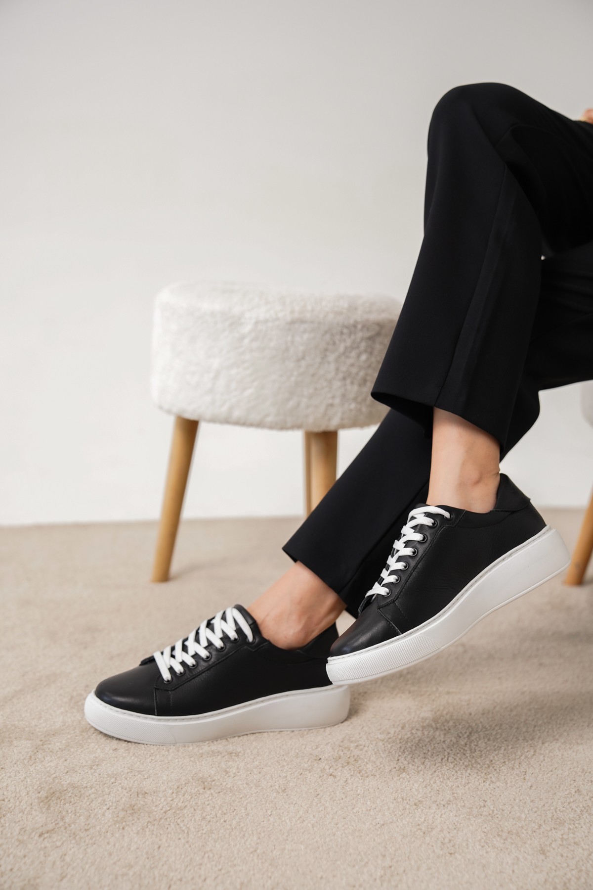 JANNE Hakiki Deri Kalın Taban Kadın Sneaker