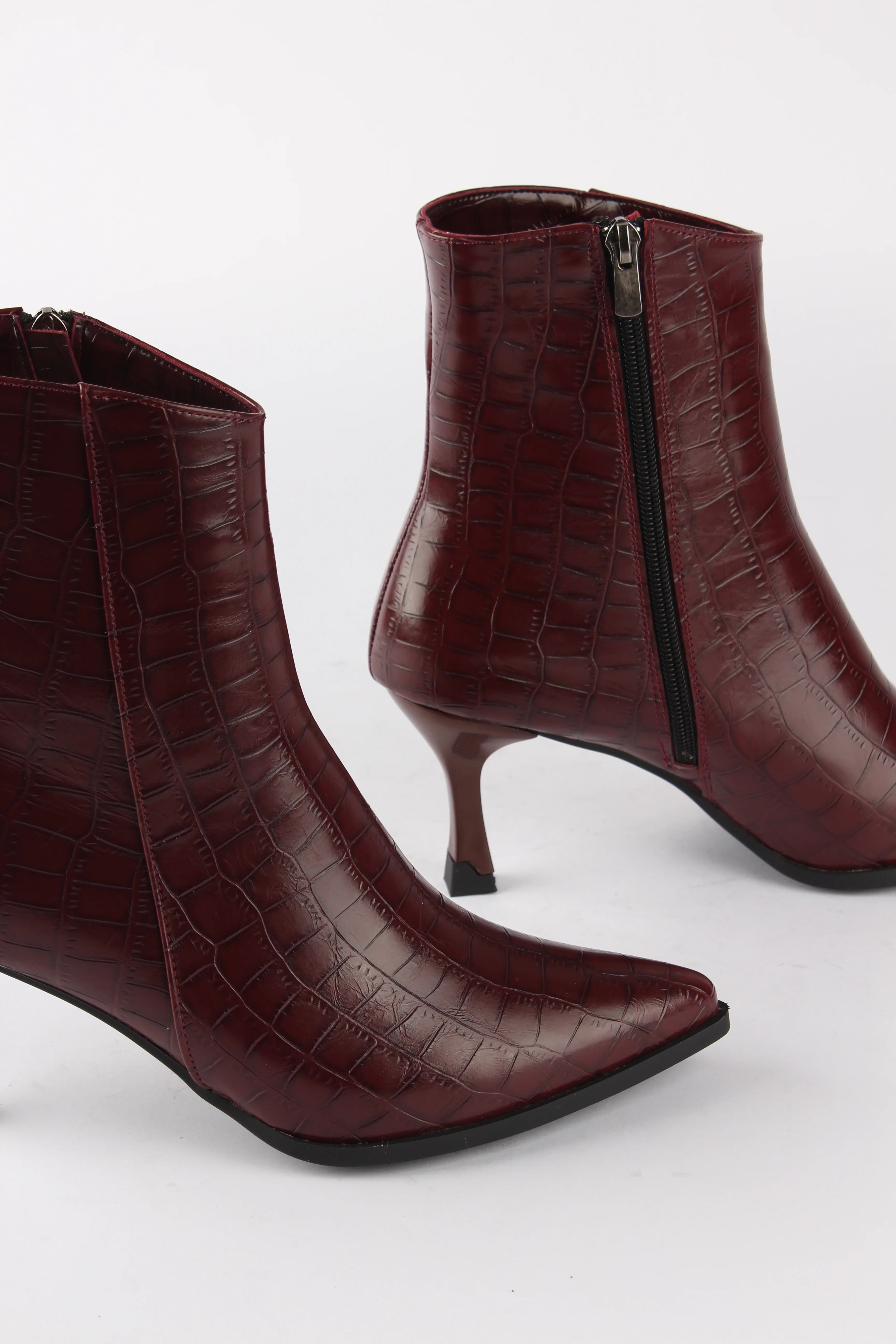 JAMALY Kroko Desenli Kadın Topuklu Bot