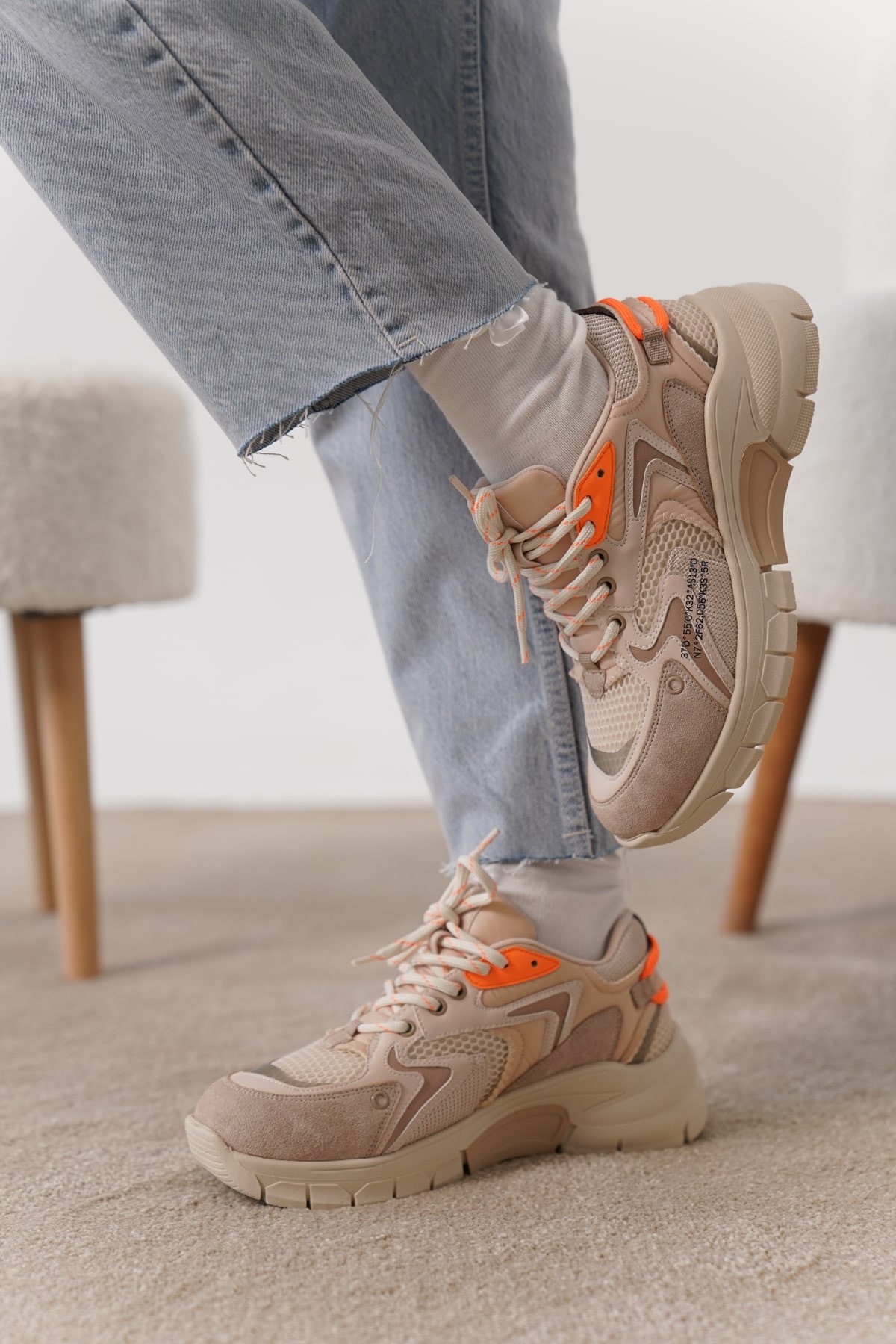 LAKO Fileli Kalın Taban Kadın Spor Sneaker