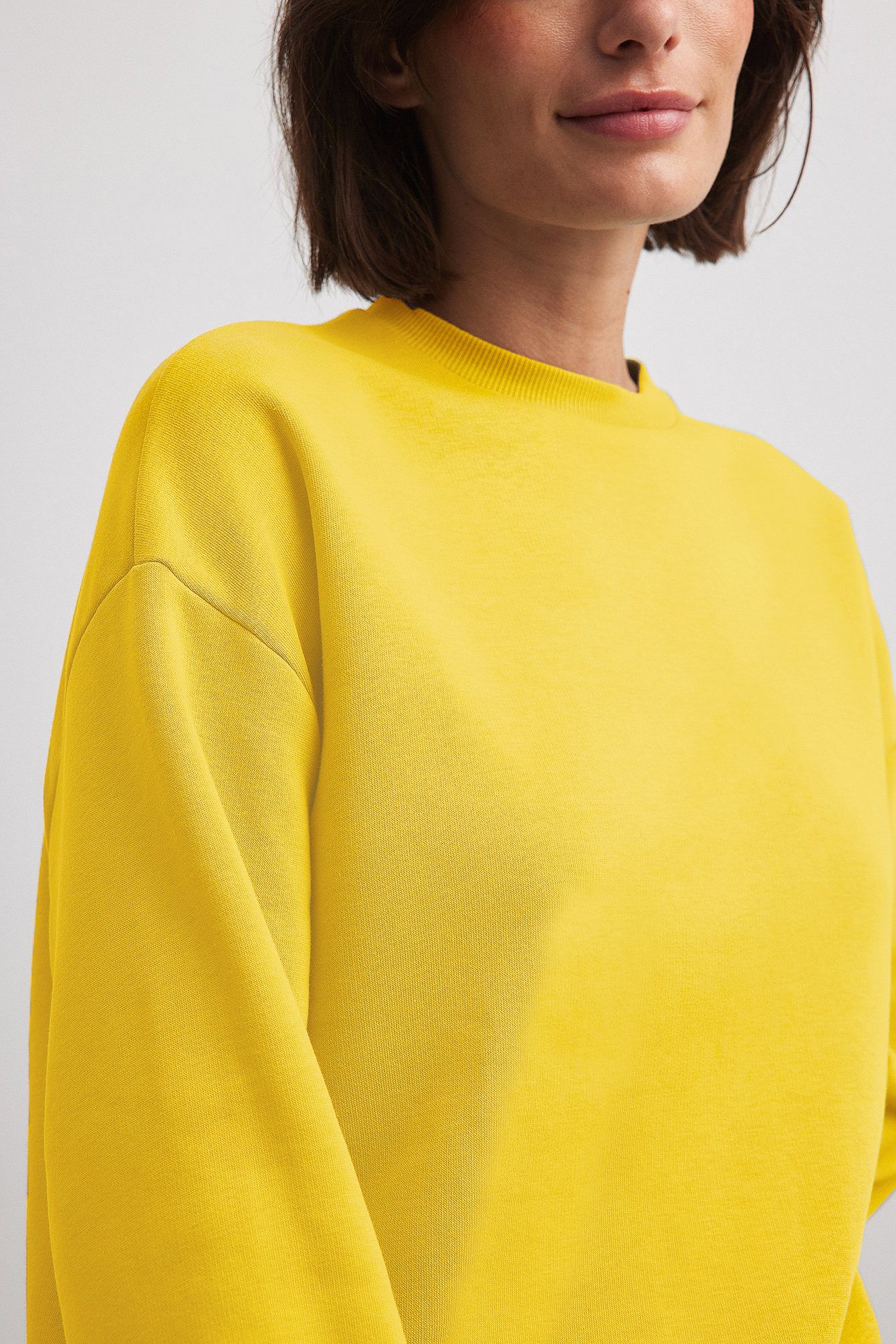 Sarı polarlı basic sweatshirt