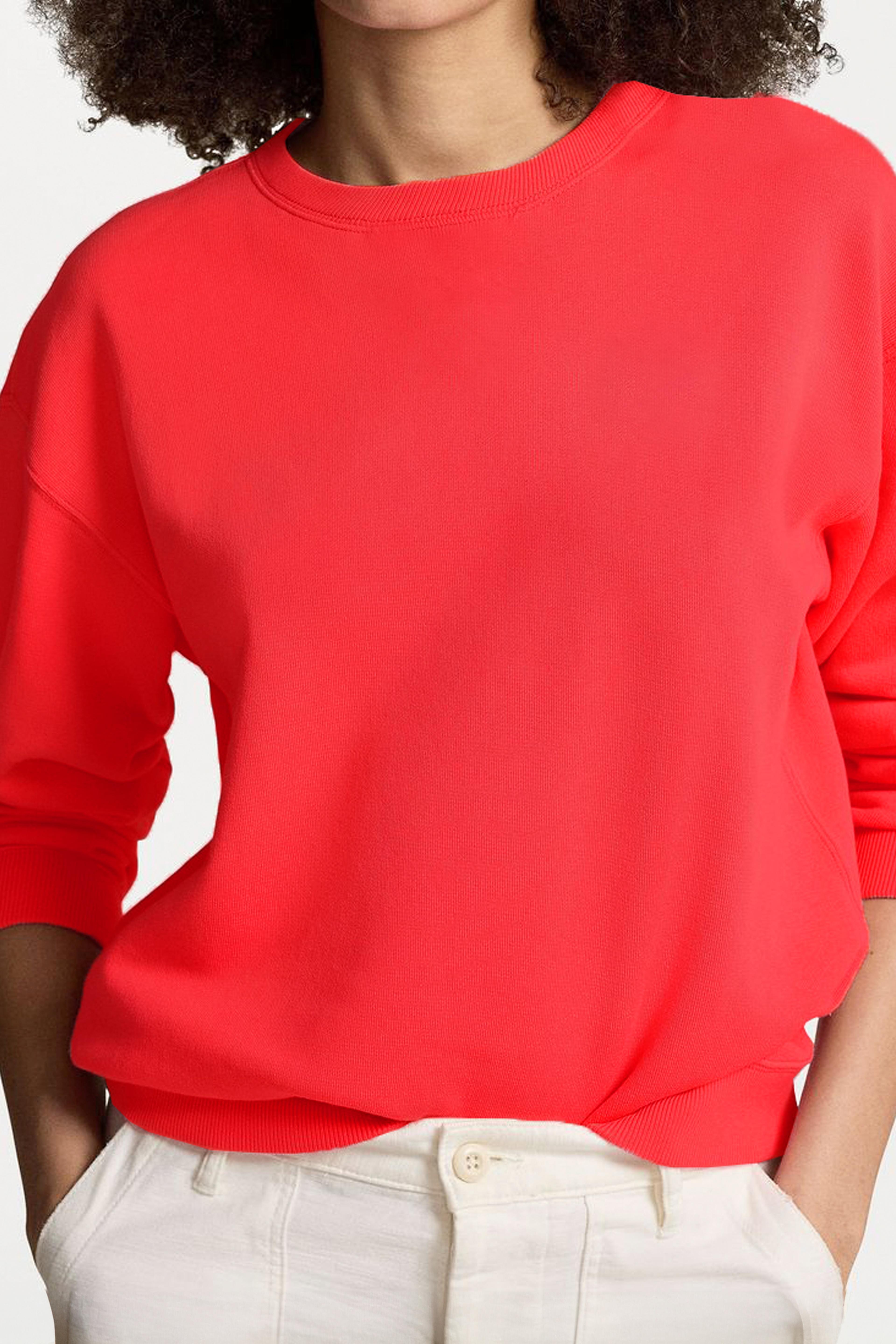 Kırmızı polarlı basic sweatshirt