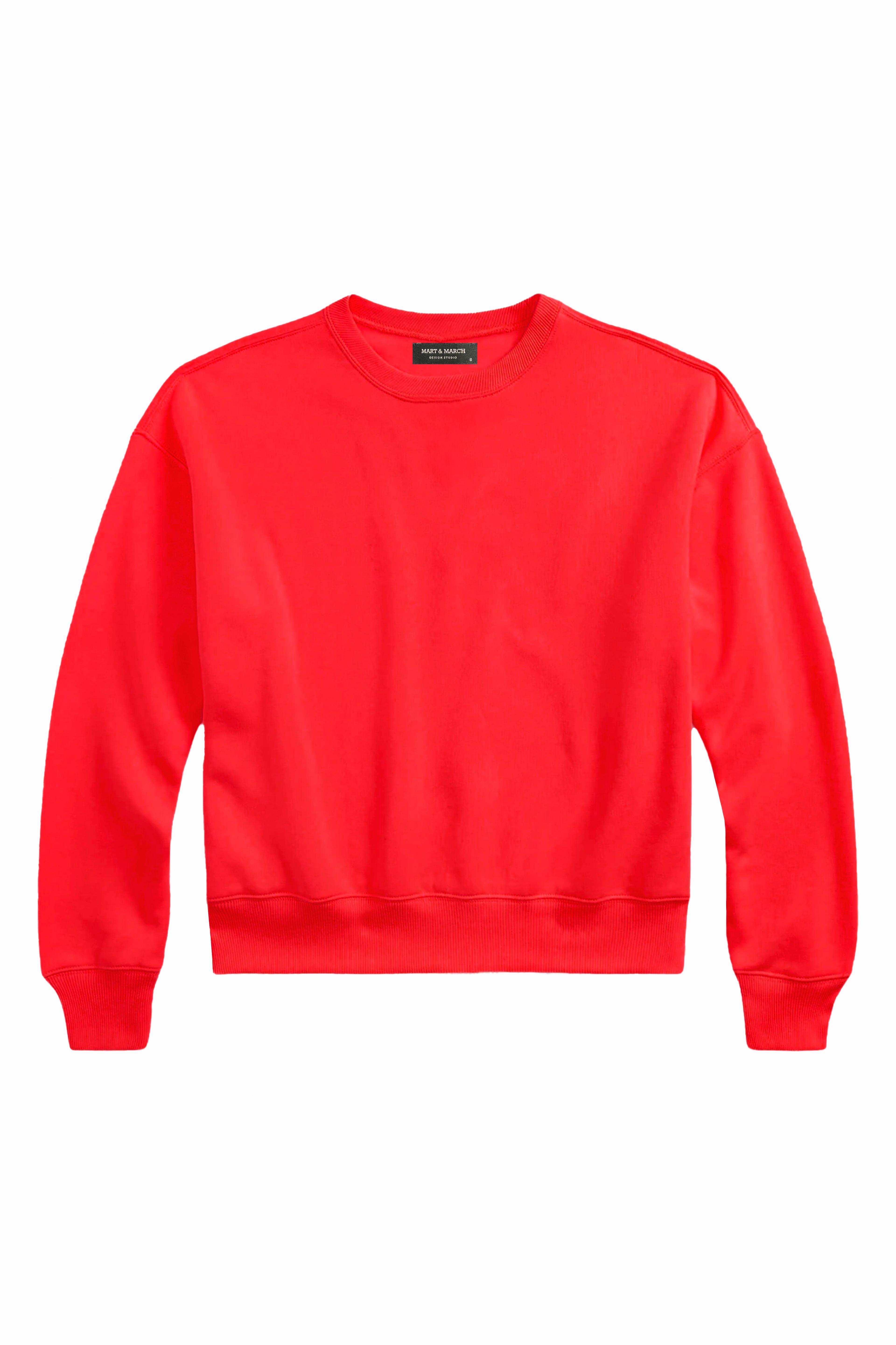 Kırmızı polarlı basic sweatshirt