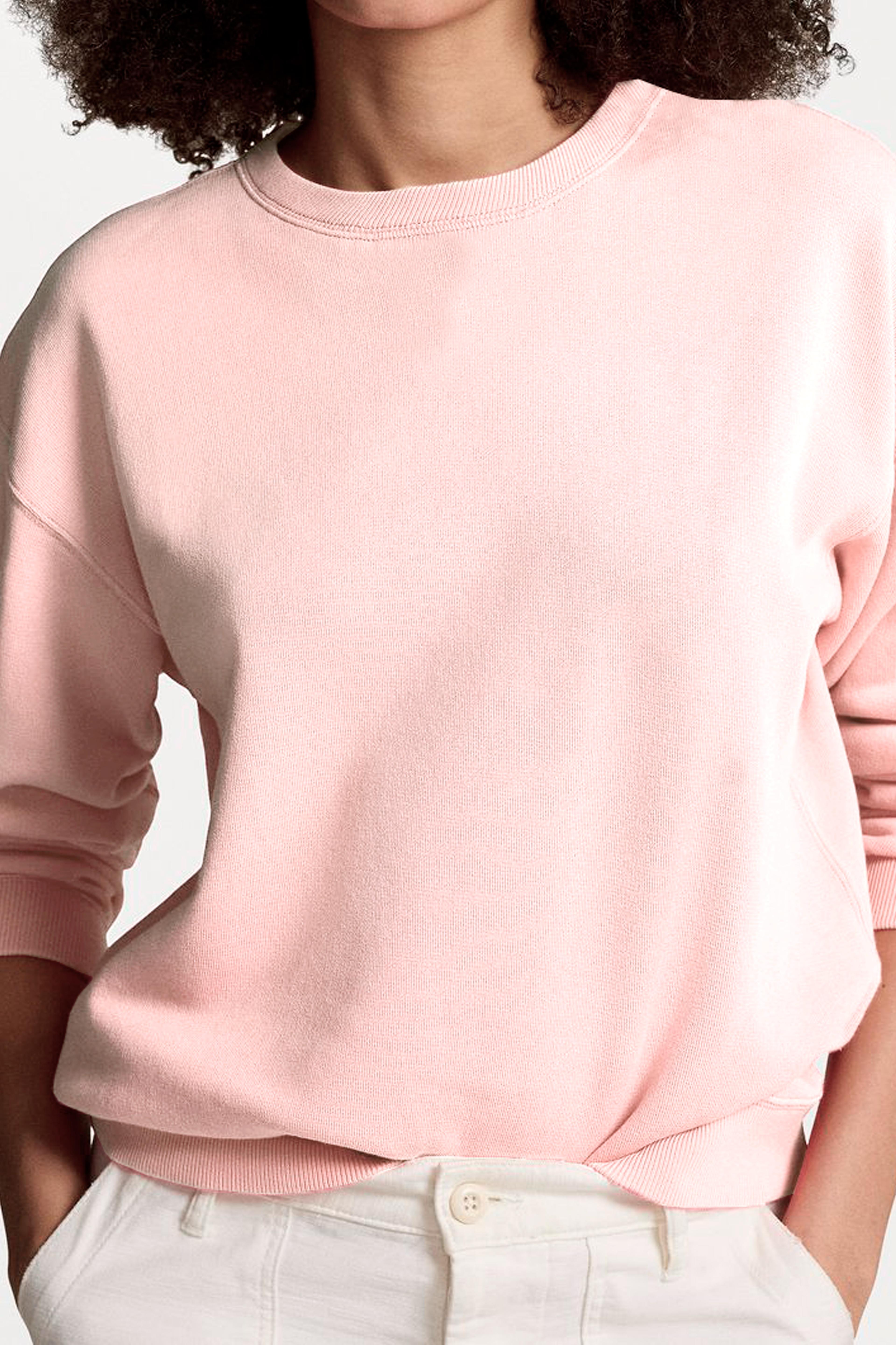 Pembe polarlı basic sweatshirt