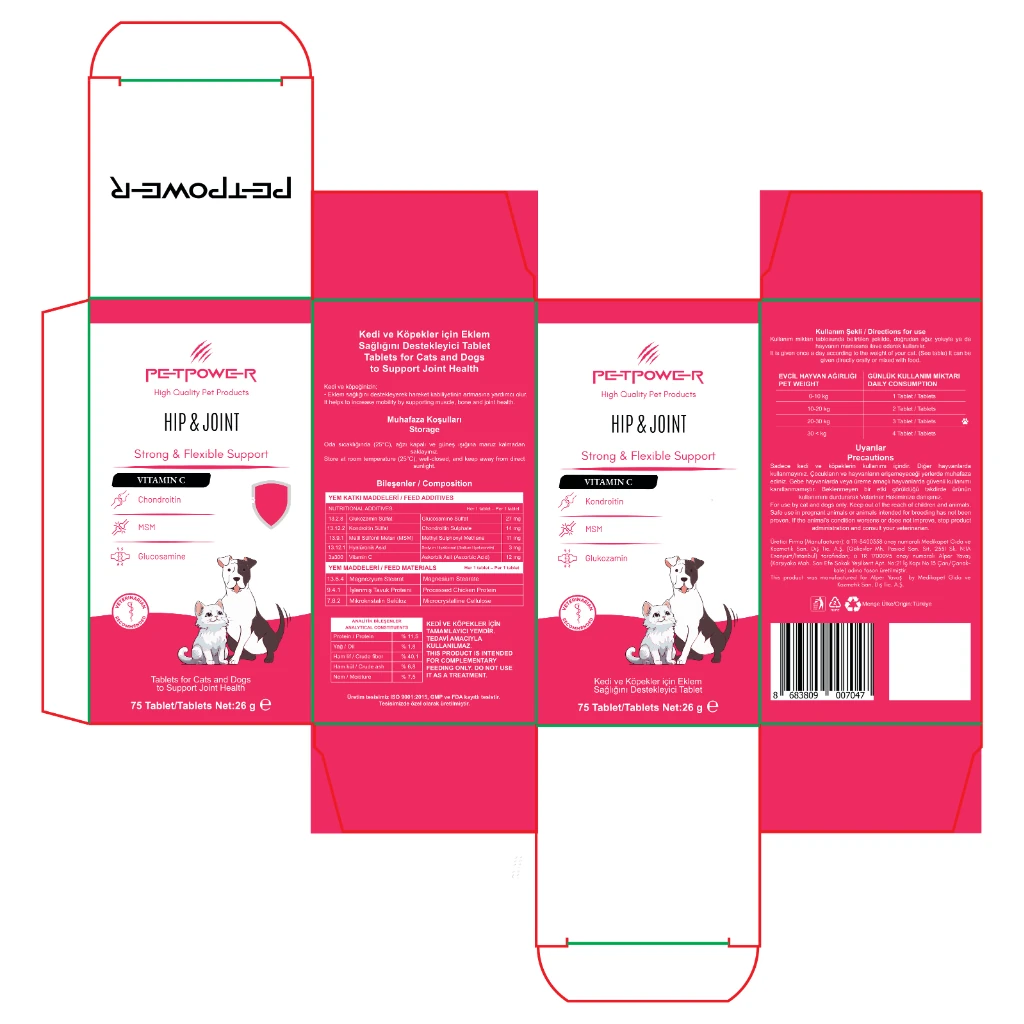 Petpower Hip&Joint Kedi ve Köpekler için Eklem Sağlığı Destekleyici Tablet