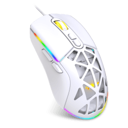 Warp WRP-O12800-W 12800 Dpi Wide RGB Special ABS Texture Reflex Knitted Wired WHITE Gaming Mouse