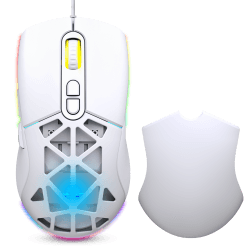 Warp WRP-O12800-W 12800 Dpi Wide RGB Special ABS Texture Reflex Knitted Wired WHITE Gaming Mouse