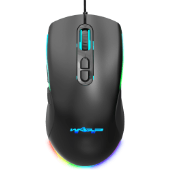 Warp WRP-S12800-B 12800 Dpi Wide RGB Special ABS Texture Reflex Knitted Wired Black Gaming Mouse