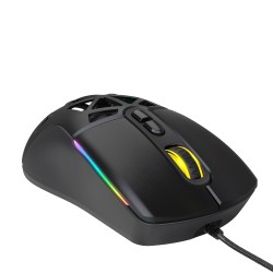 Warp WRP-O12800-B 12800 Dpi Wide RGB Special ABS Texture Reflex Knitted Wired Black Gaming Mouse