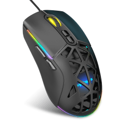 Warp WRP-O12800-B 12800 Dpi Wide RGB Special ABS Texture Reflex Knitted Wired Black Gaming Mouse