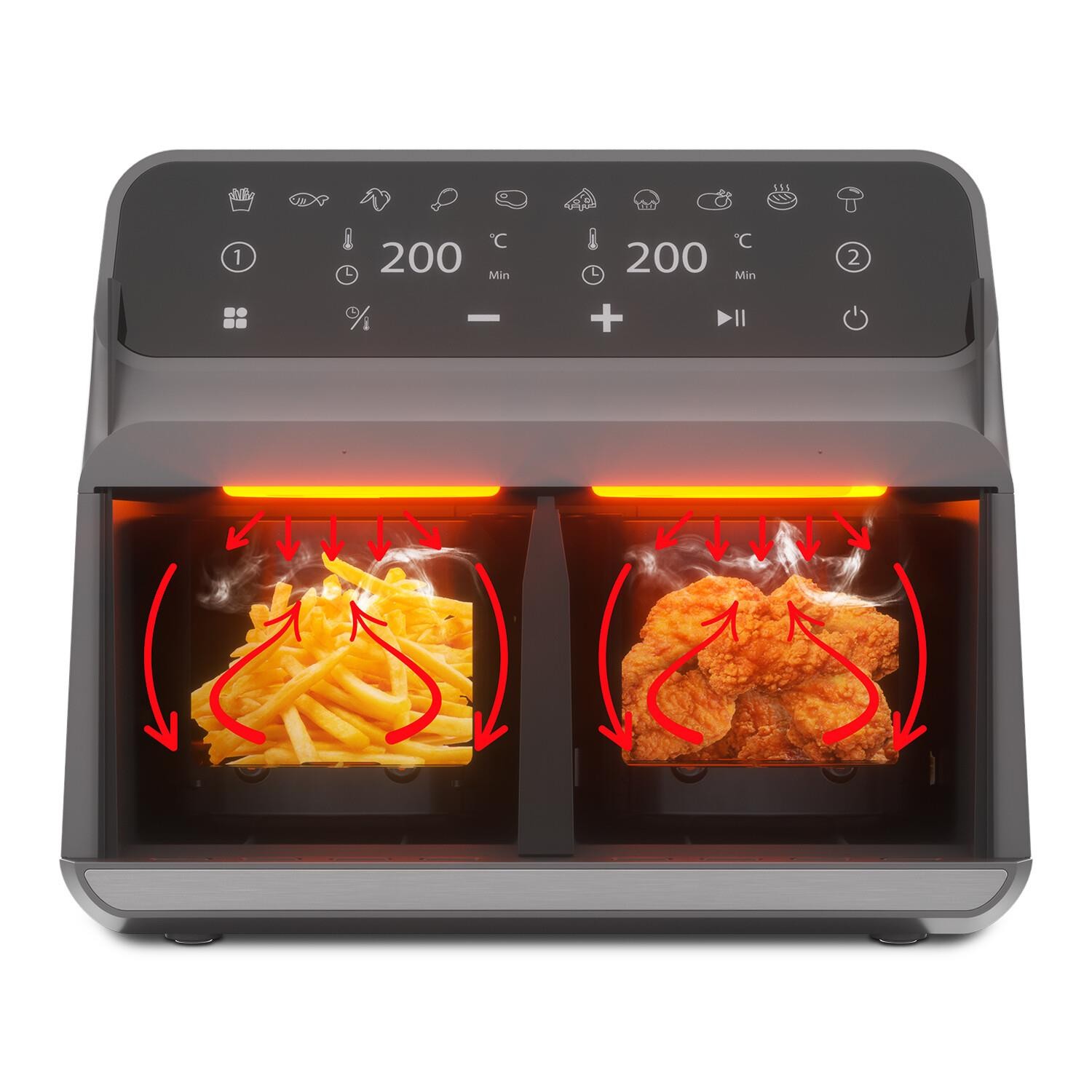Blaupunkt D7800 Taste Master Dual Basket Texturenmatik 4+4 Litre Air Fryer  1700W Black
