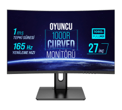 Warp WRP27-165-B 27" 165HZ 1MS RGB 1000R Curved (HDMI + DP) Freesync + G-Sync FHD Gamer Screen